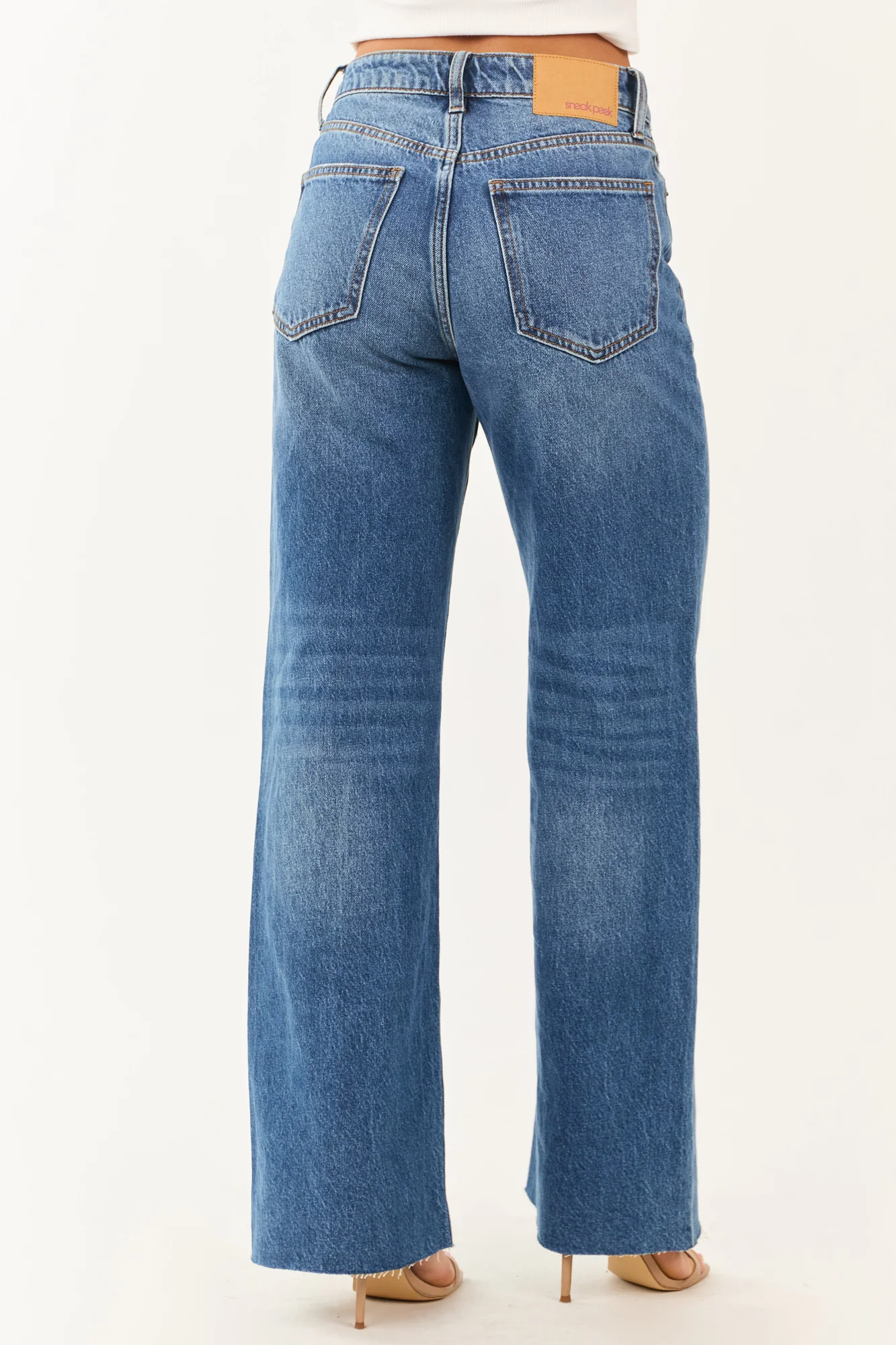 Medium Wash Relaxed Straight Cotton Denim Jeans