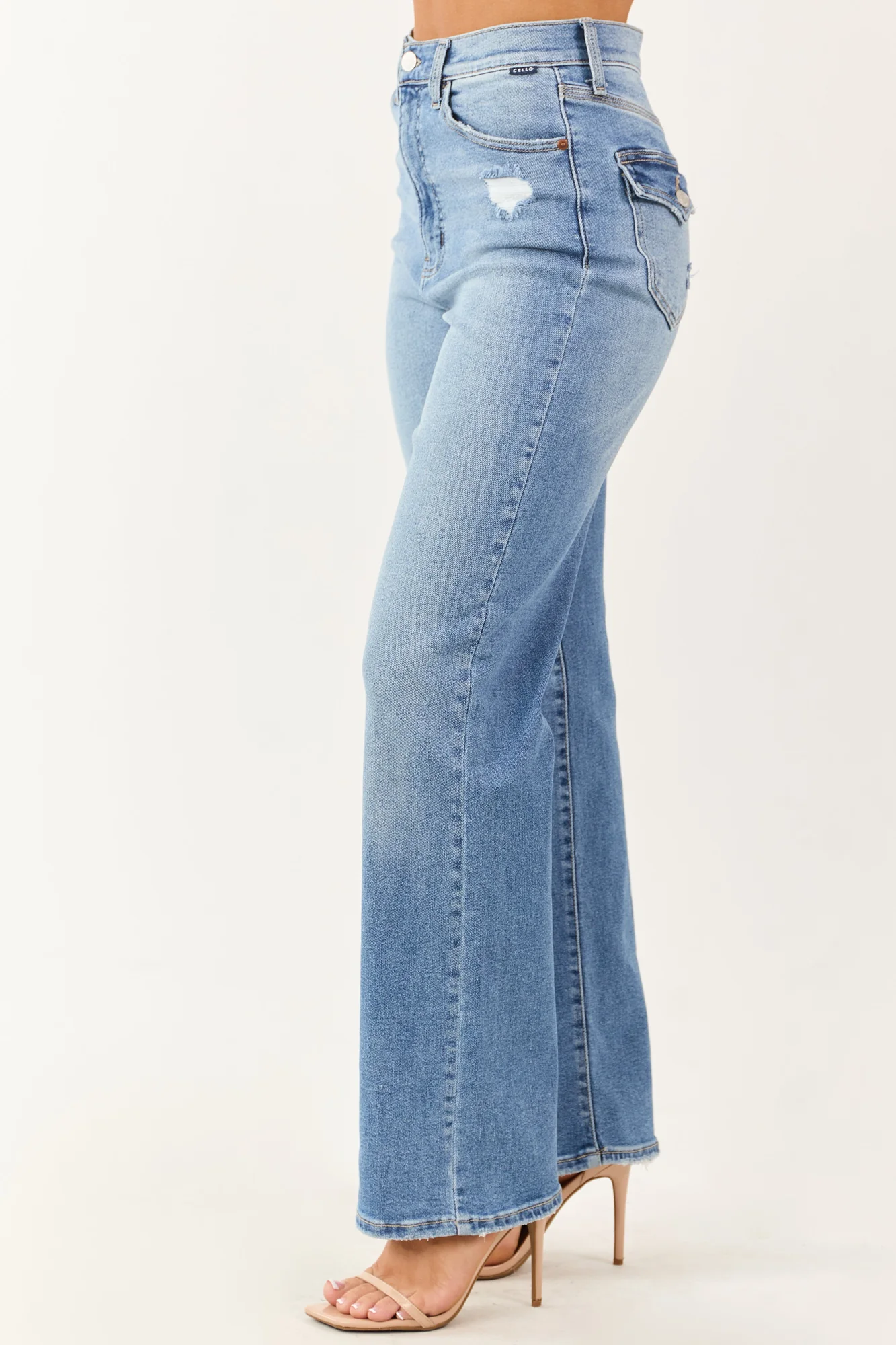 Light Wash High Rise Stretchy Straight Leg Dad Jeans
