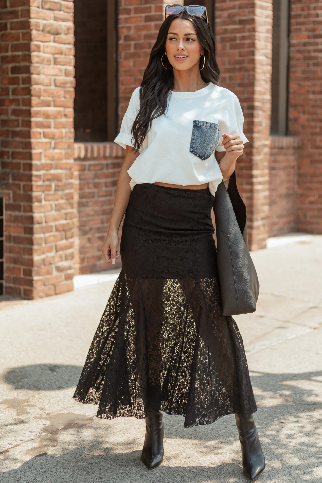 Elegant Black Lace Mermaid Maxi Skirt