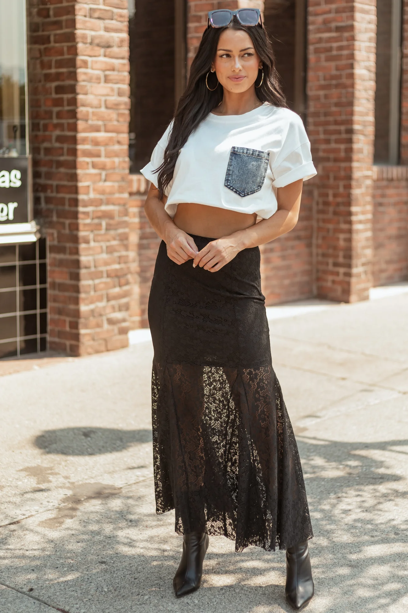 Elegant Black Lace Mermaid Maxi Skirt
