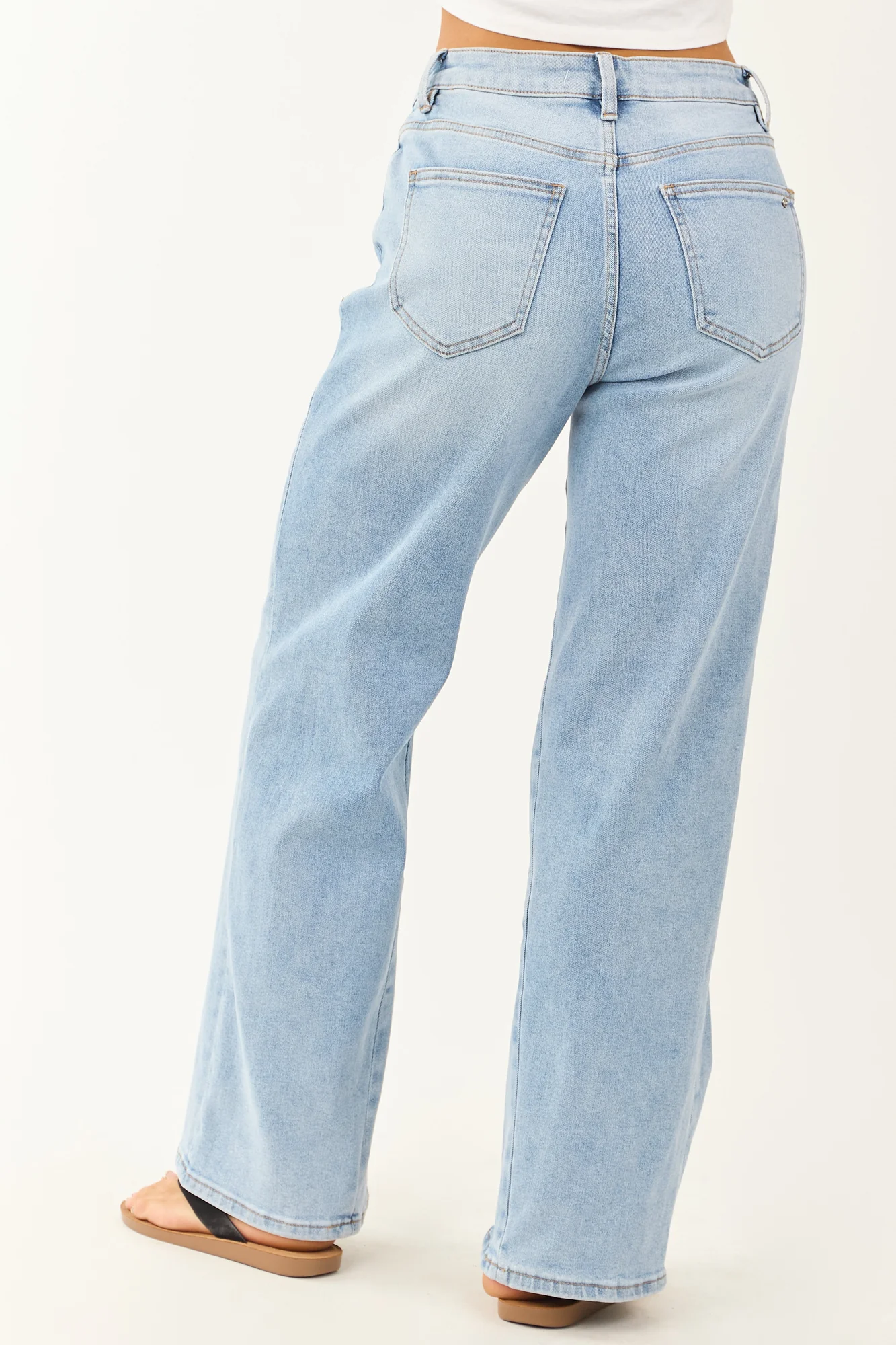Light Wash Stretchy Wide Leg Jeans