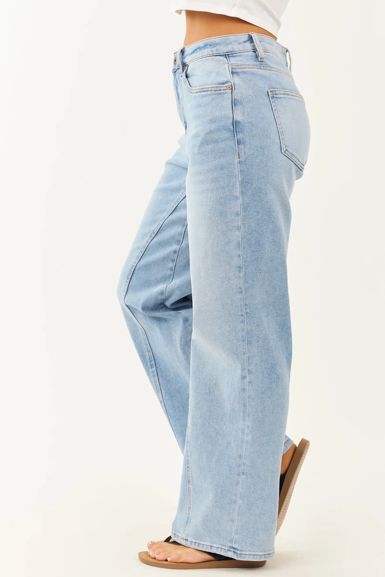 Light Wash Stretchy Wide Leg Jeans