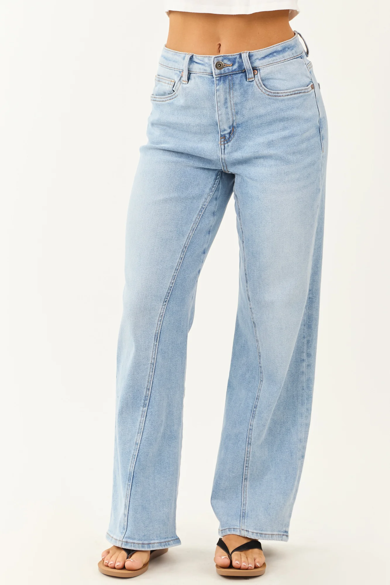 Light Wash Stretchy Wide Leg Jeans