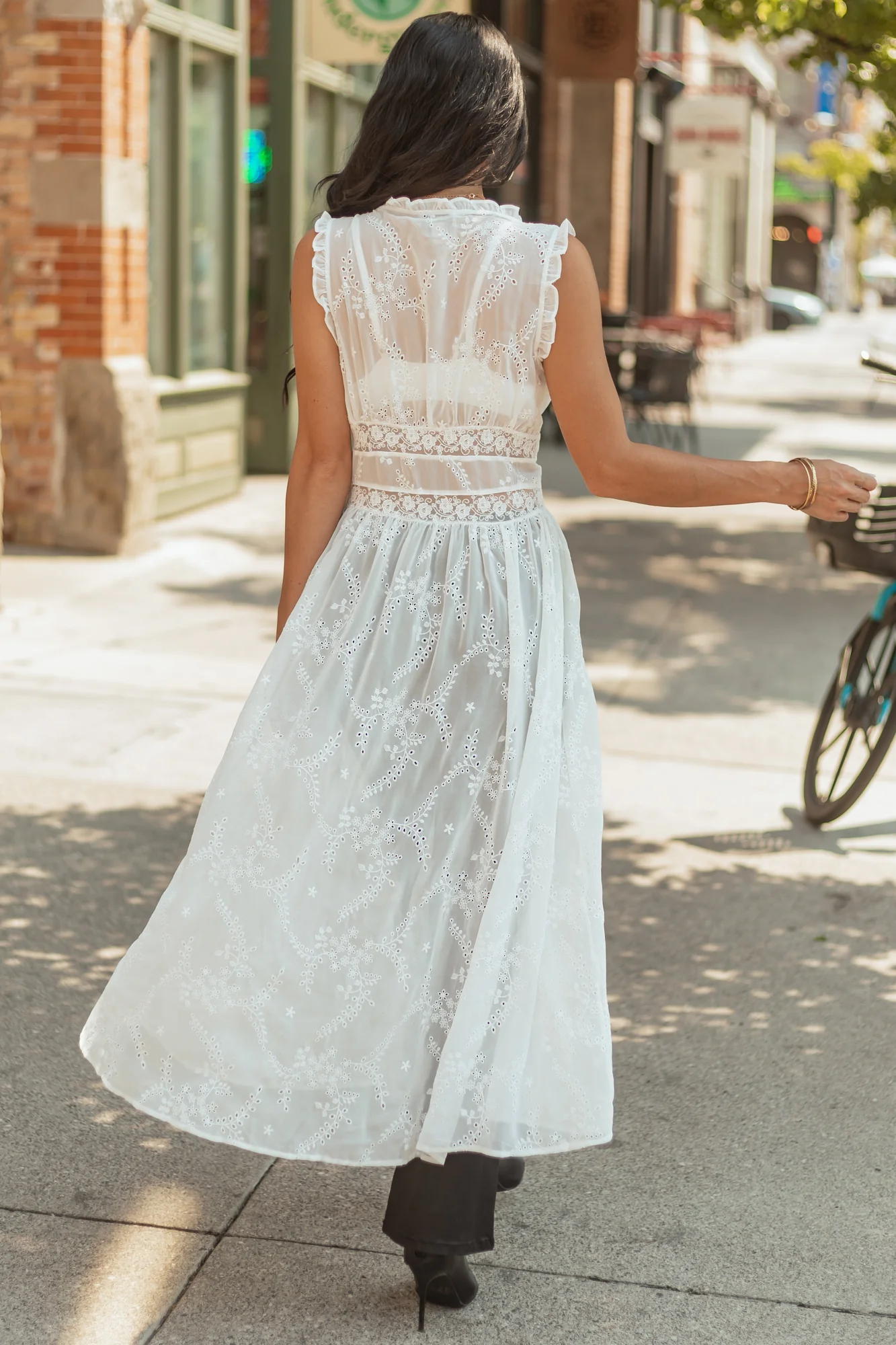 White Lace Embroidered Duster Vest