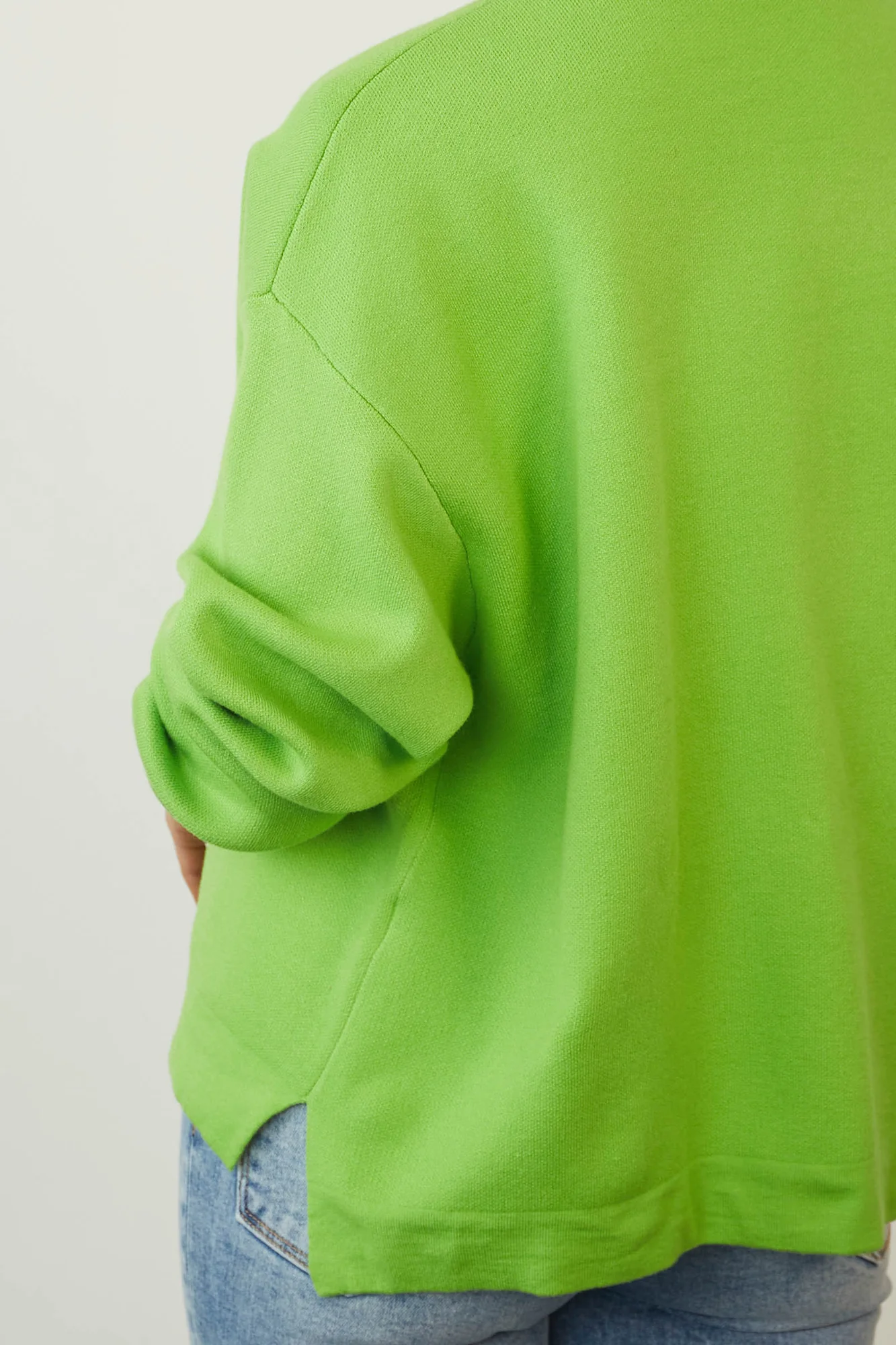 Green Knit Drop Shoulder Sweater