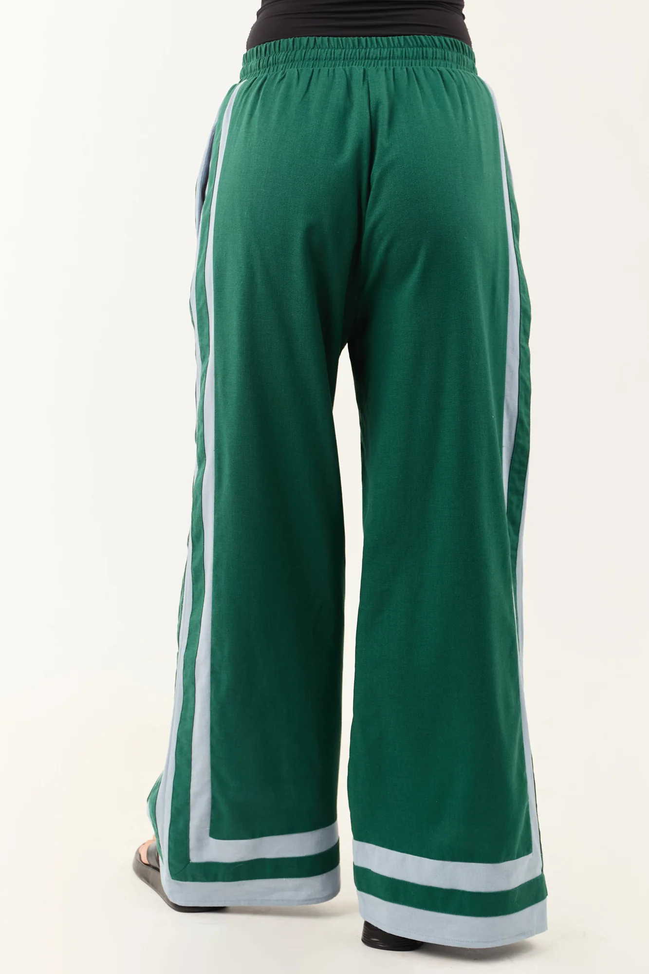 Hunter Green Linen Blend Wide Leg Pants