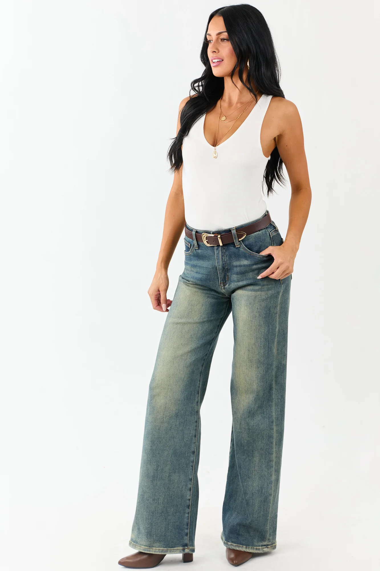 Dark Vintage High Rise Tummy Control Straight Jeans