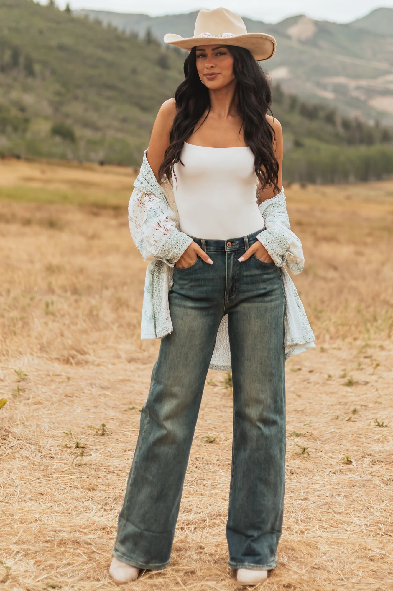 Dark Vintage High Rise Tummy Control Straight Jeans