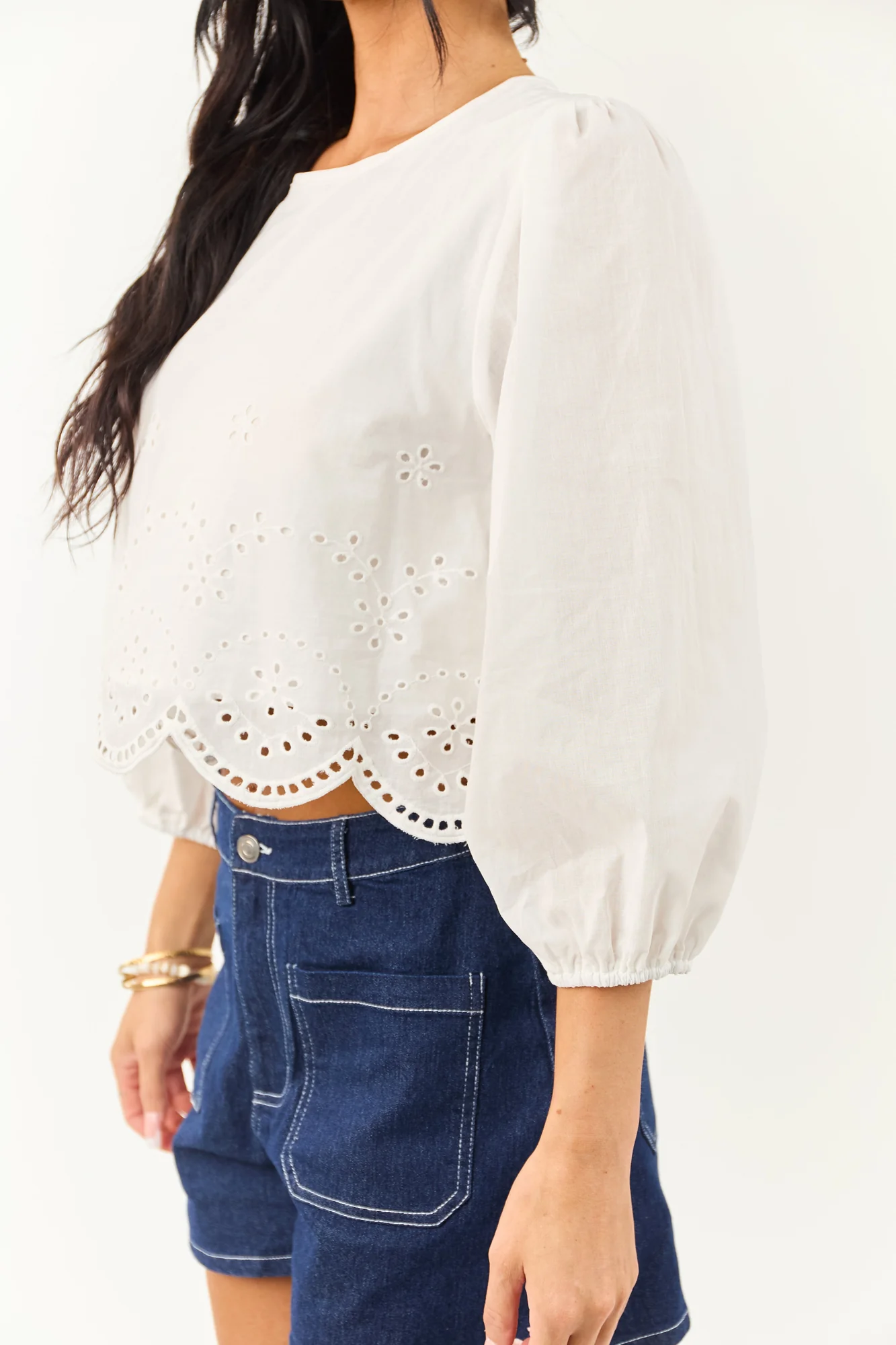 White Eyelet Cotton Crop Top - Breezy & Classy Style