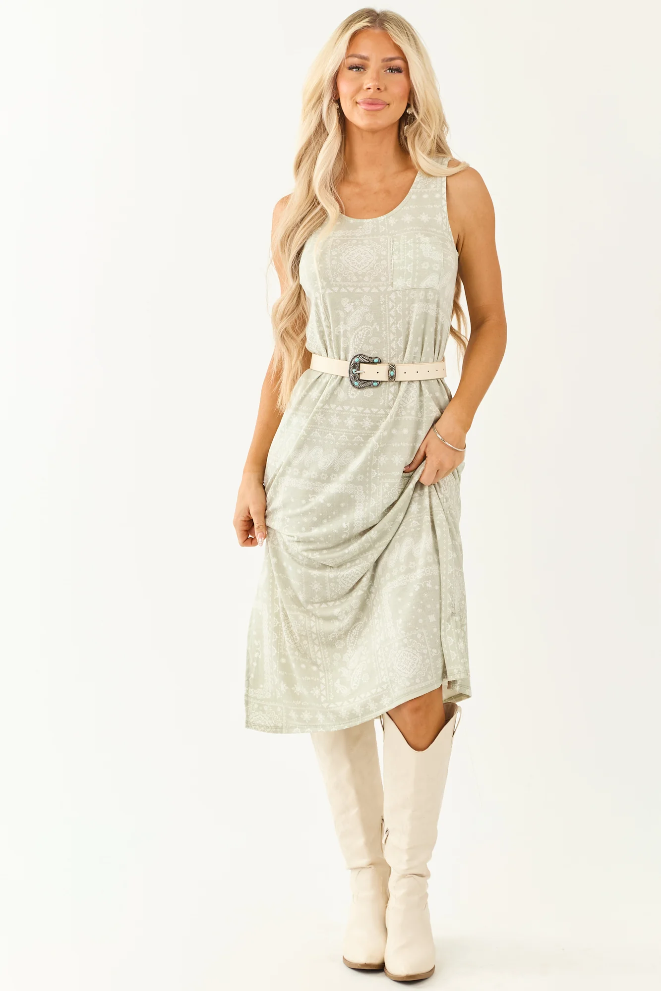 Off White Bandana Print Knit Midi Dress