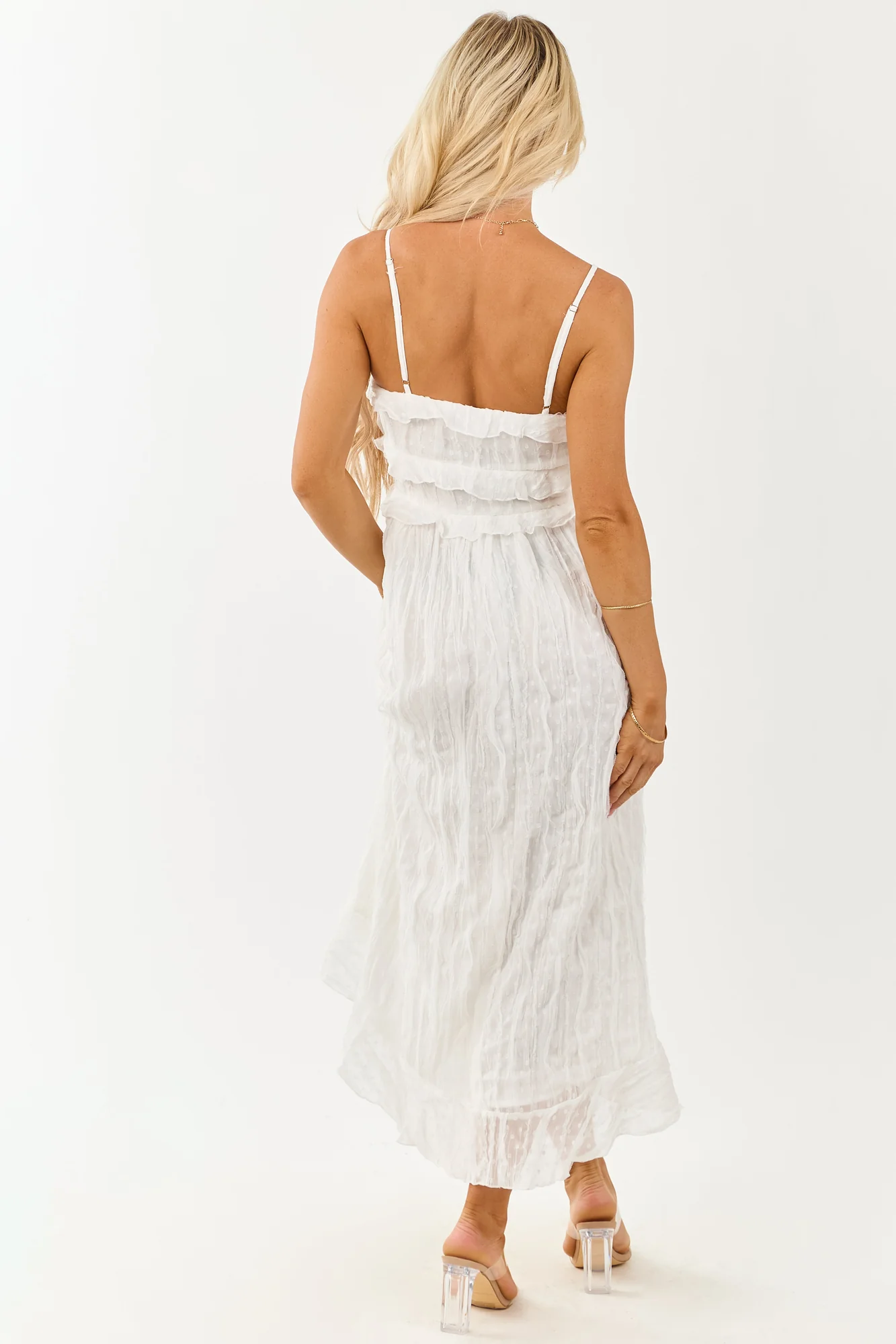Ivory Chiffon Ruffle Cami Duster Dress