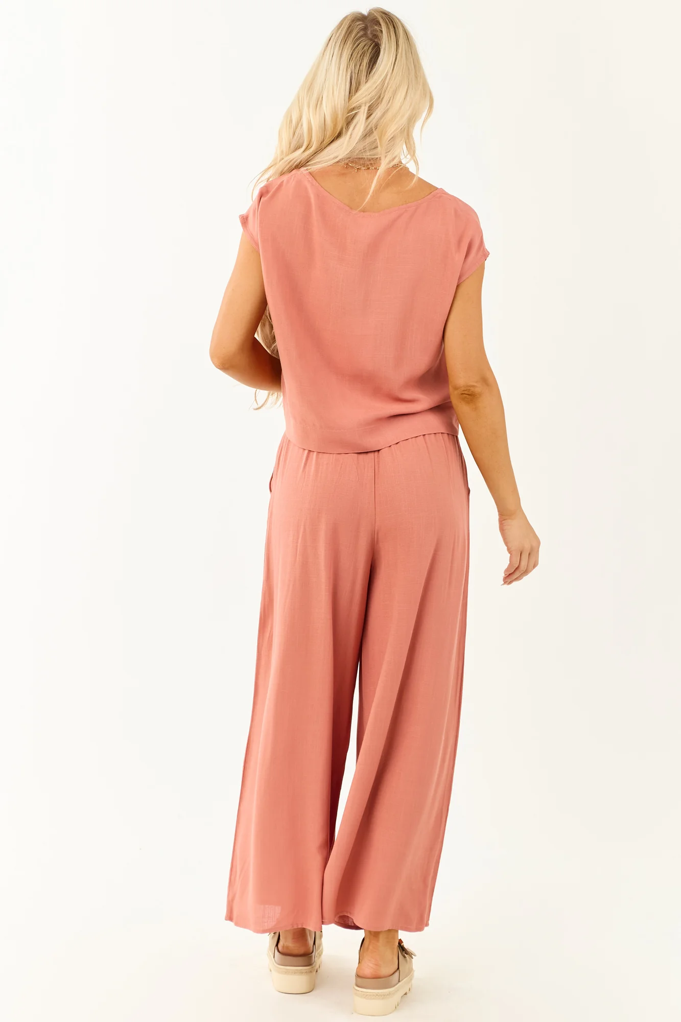 Flowy Red Cap Sleeve Top and Pants Set