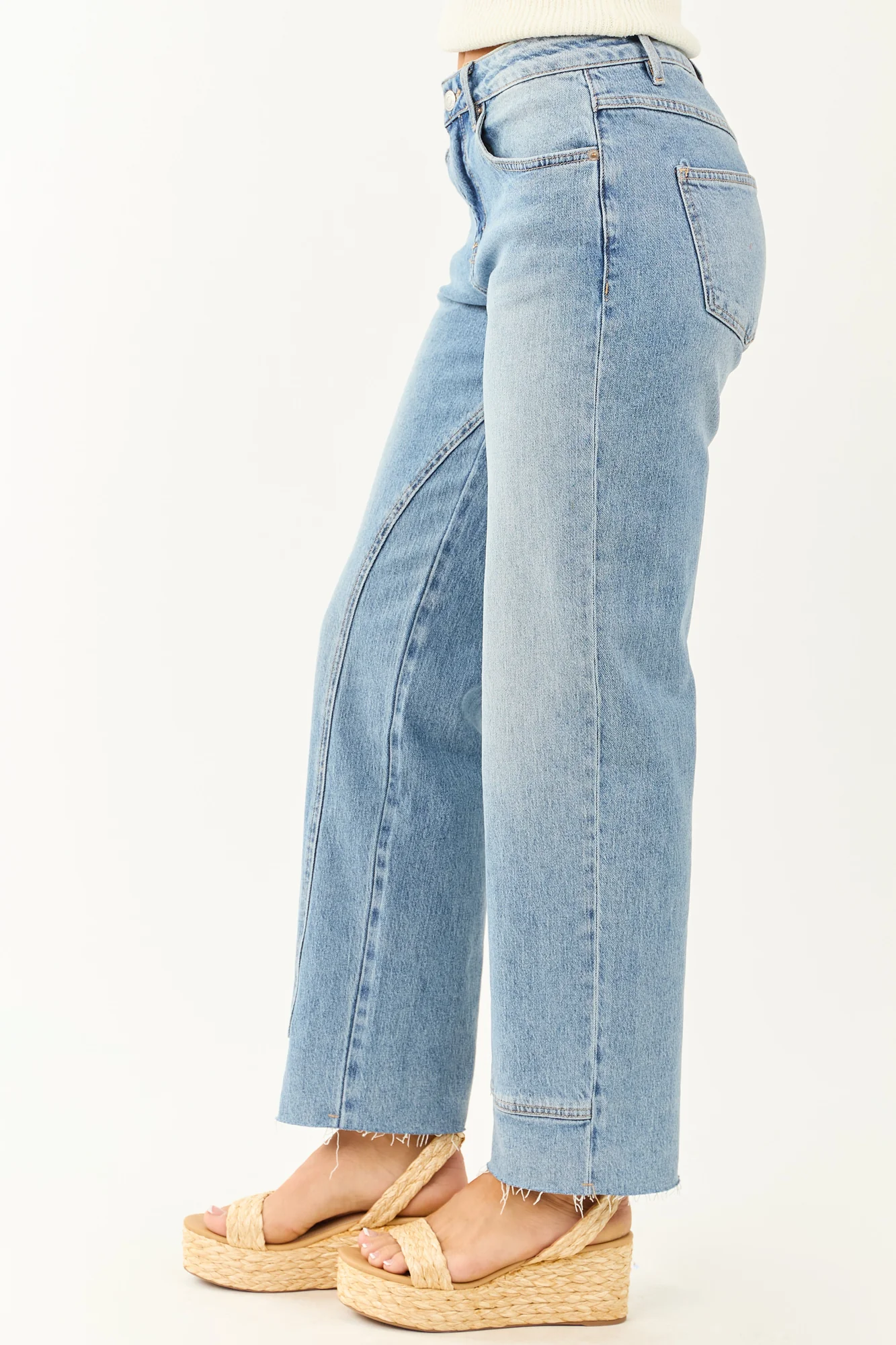 Light Wash Straight Leg Denim Jeans - Womens High Rise Pants
