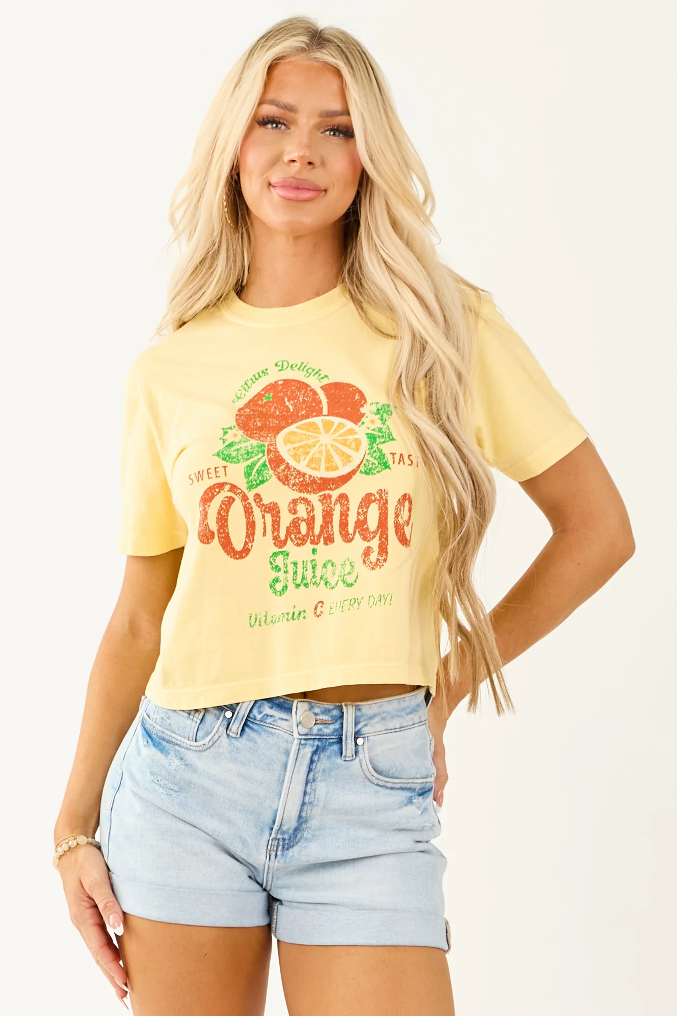Cotton Sunshine Graphic Tee in Rust, Tangerine & Green