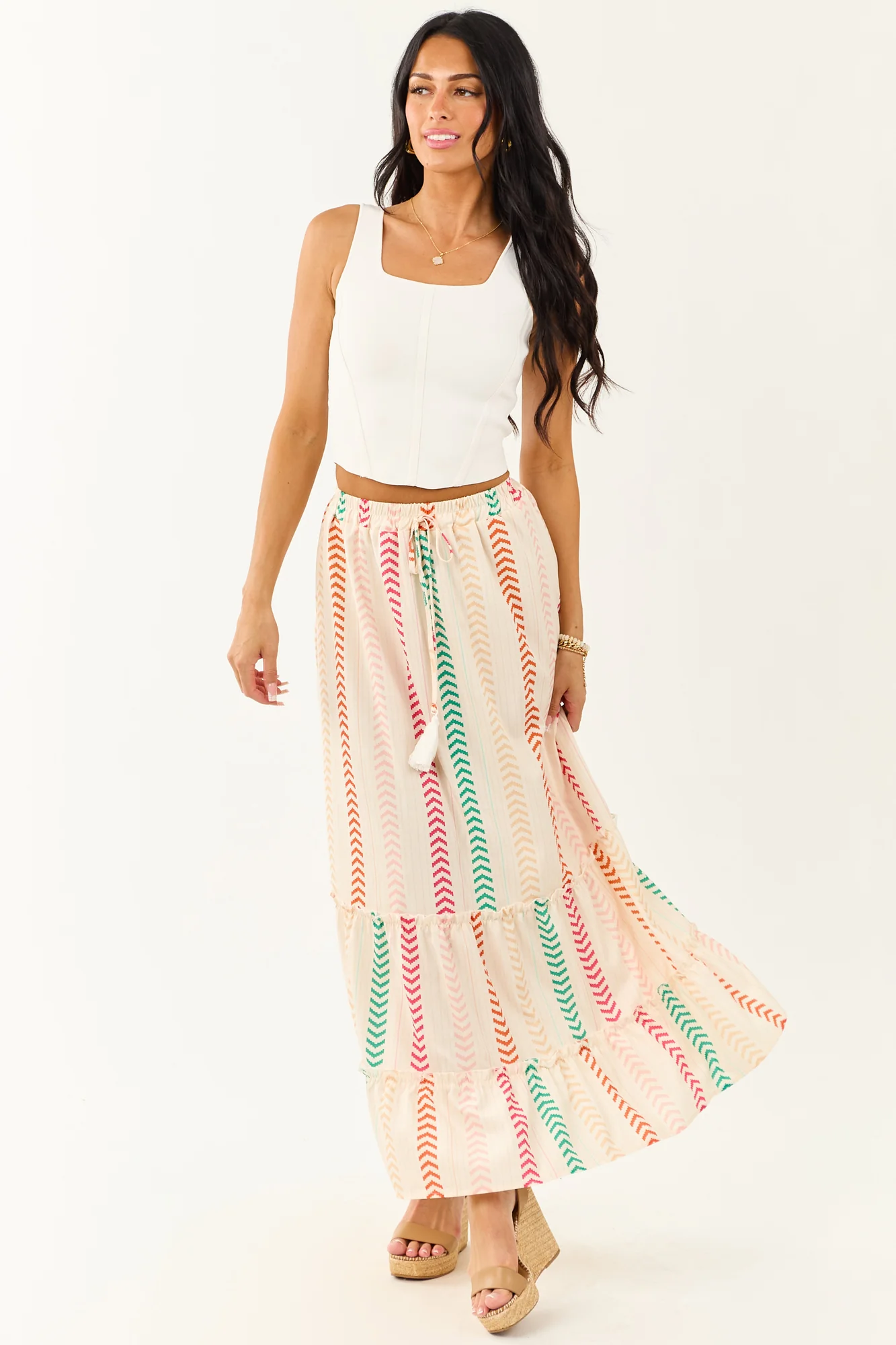 Chevron Stripe Maxi Skirt in Multicolor