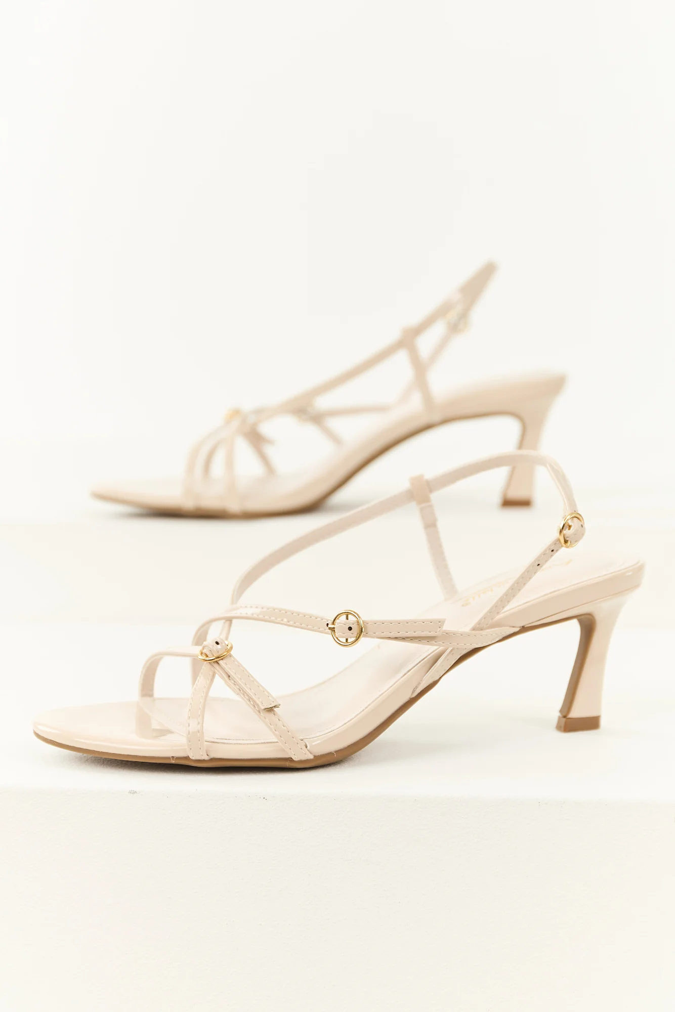 White Strappy Faux Leather Heeled Sandals