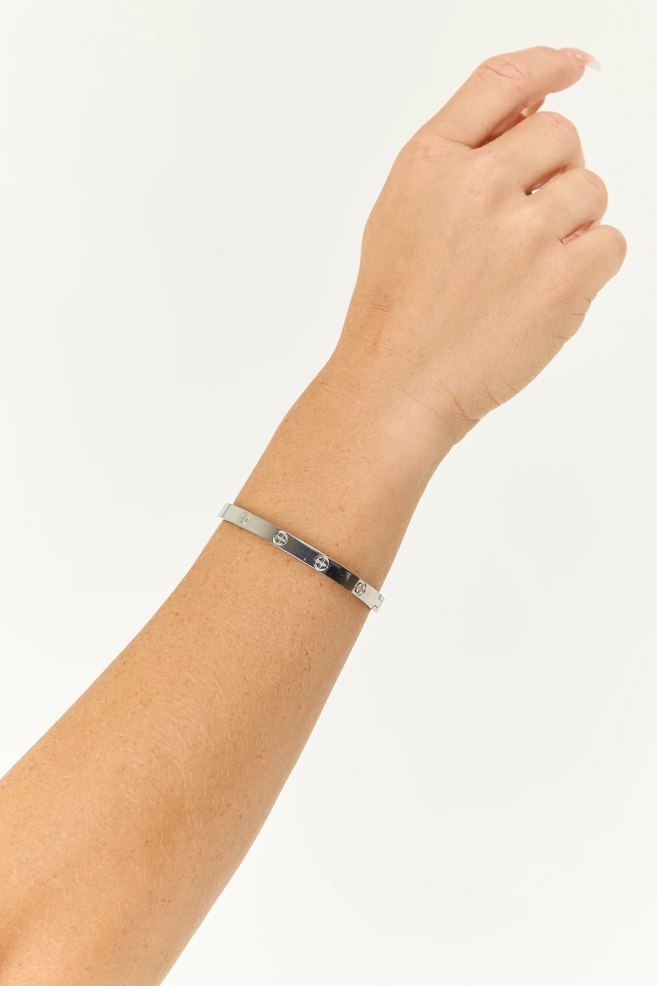 Silver Stainless Steel Braided Bangle Bracelet