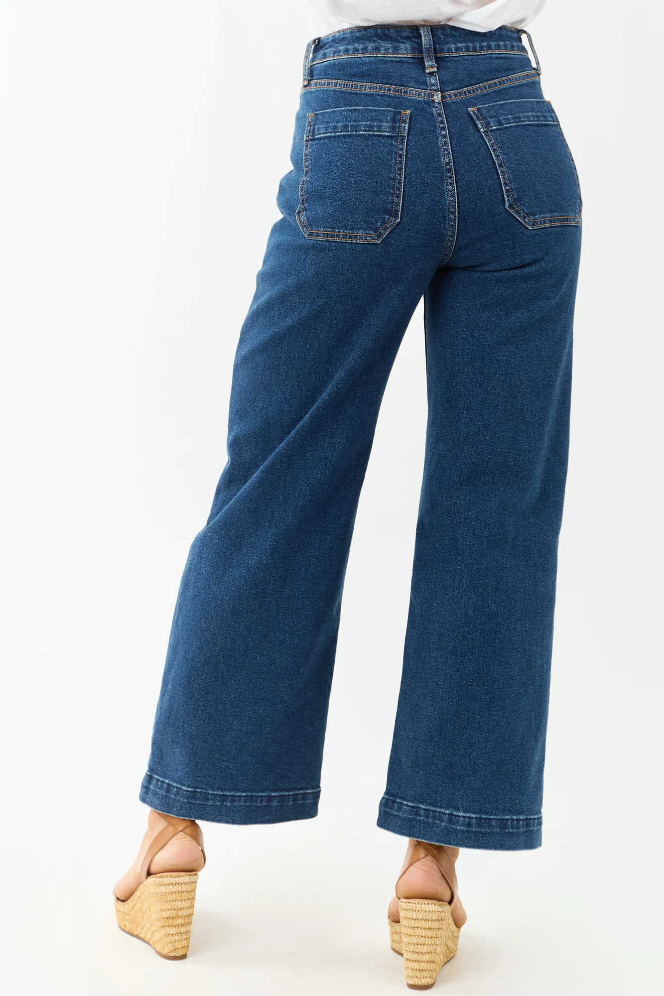 Dark Denim Wide Leg Utility Jeans