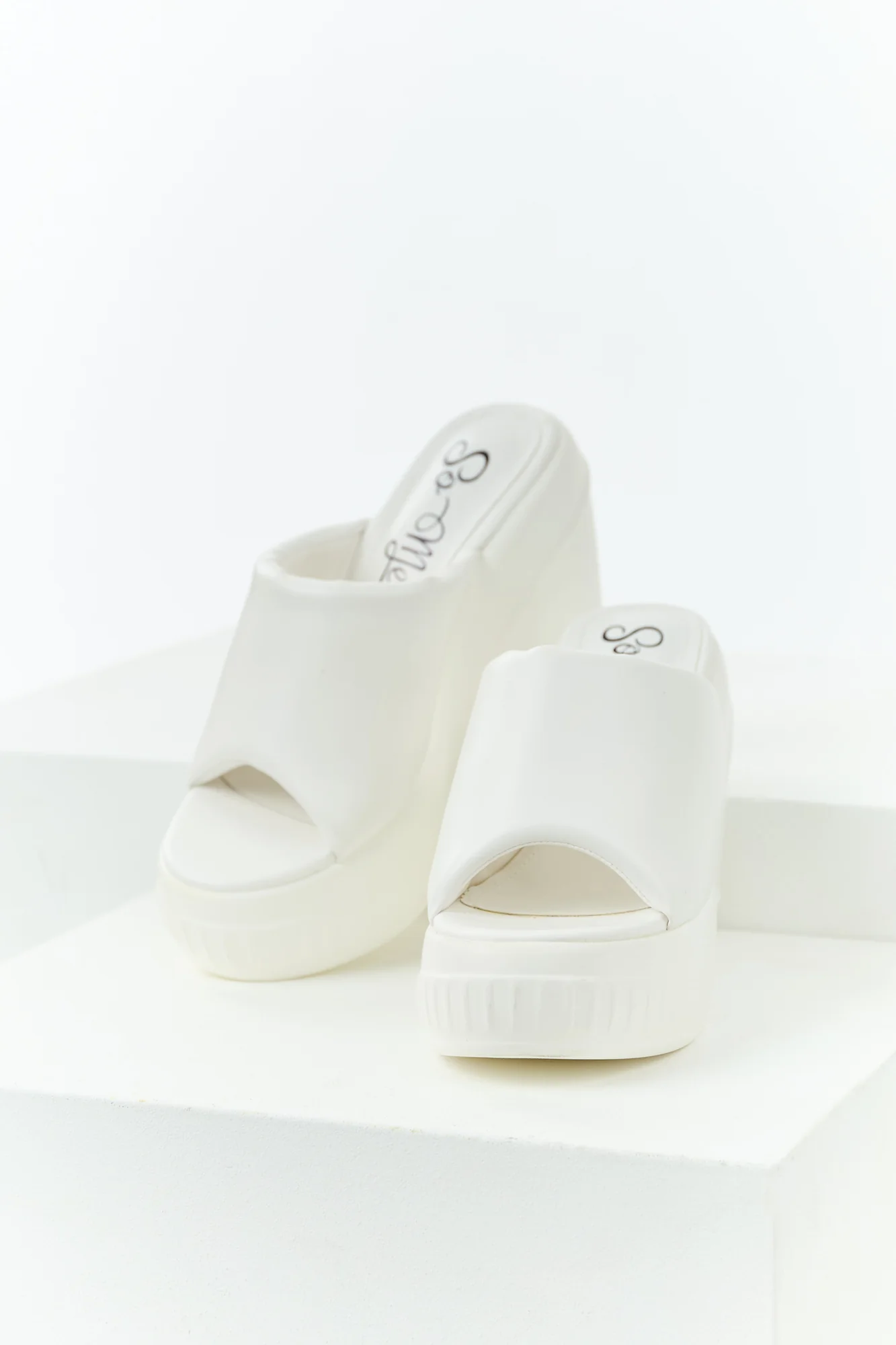 White Platform Wedge Sneakers with Cushioned Straps