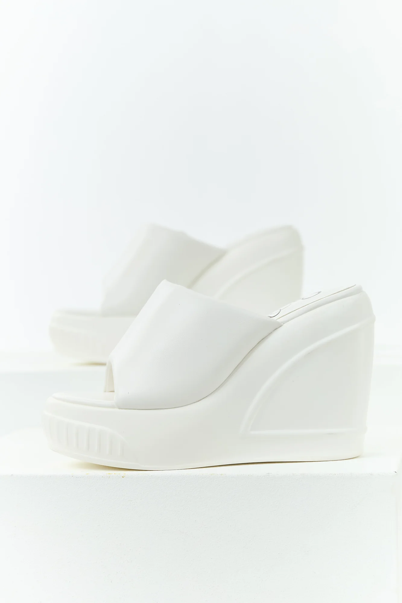 White Platform Wedge Sneakers with Cushioned Straps