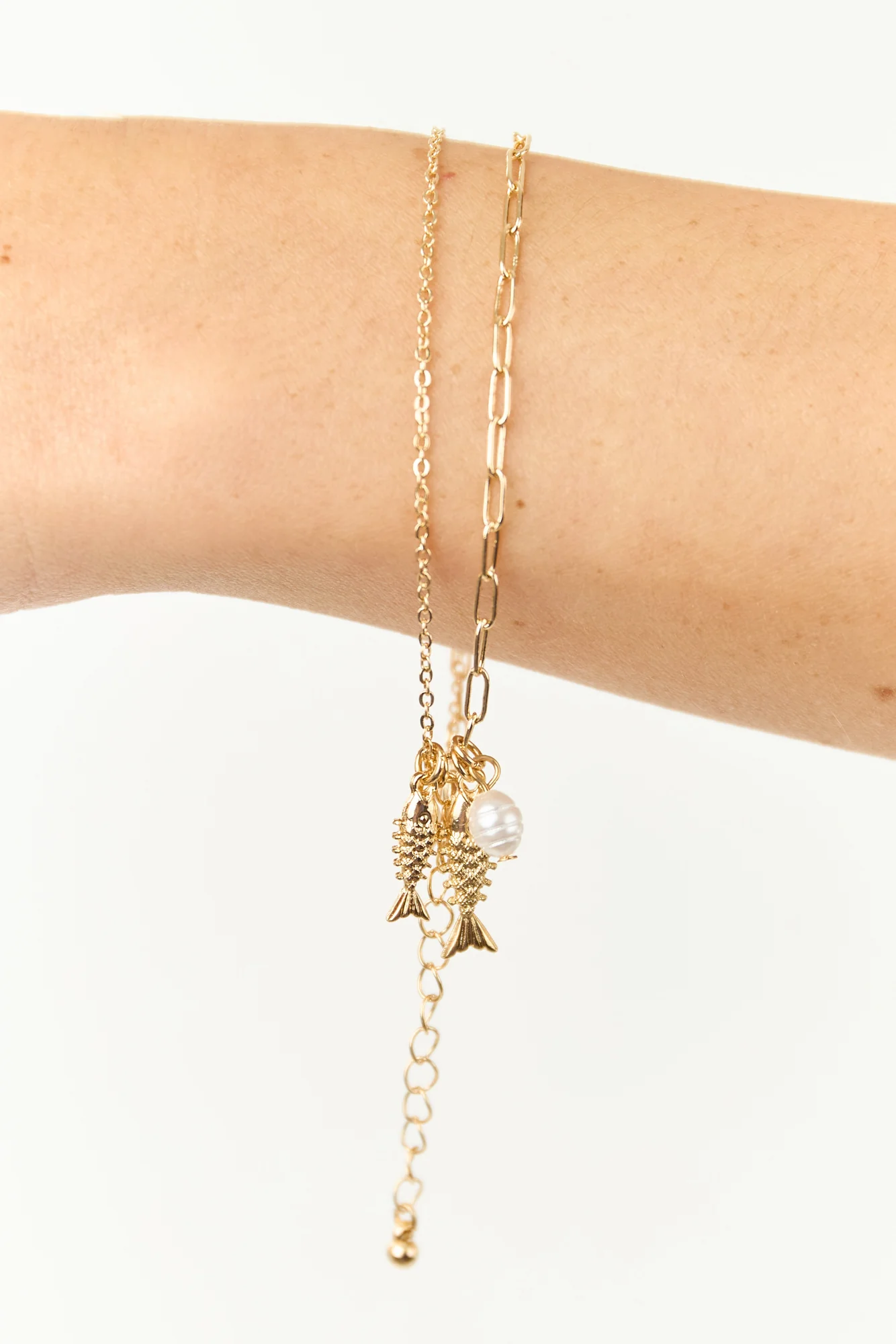 Gold Layered Charm Bracelet with Sardine Accents