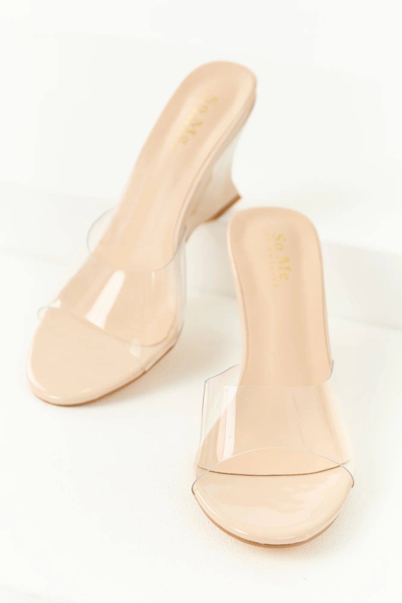 Taupe Faux Leather Platform Wedge Sandals