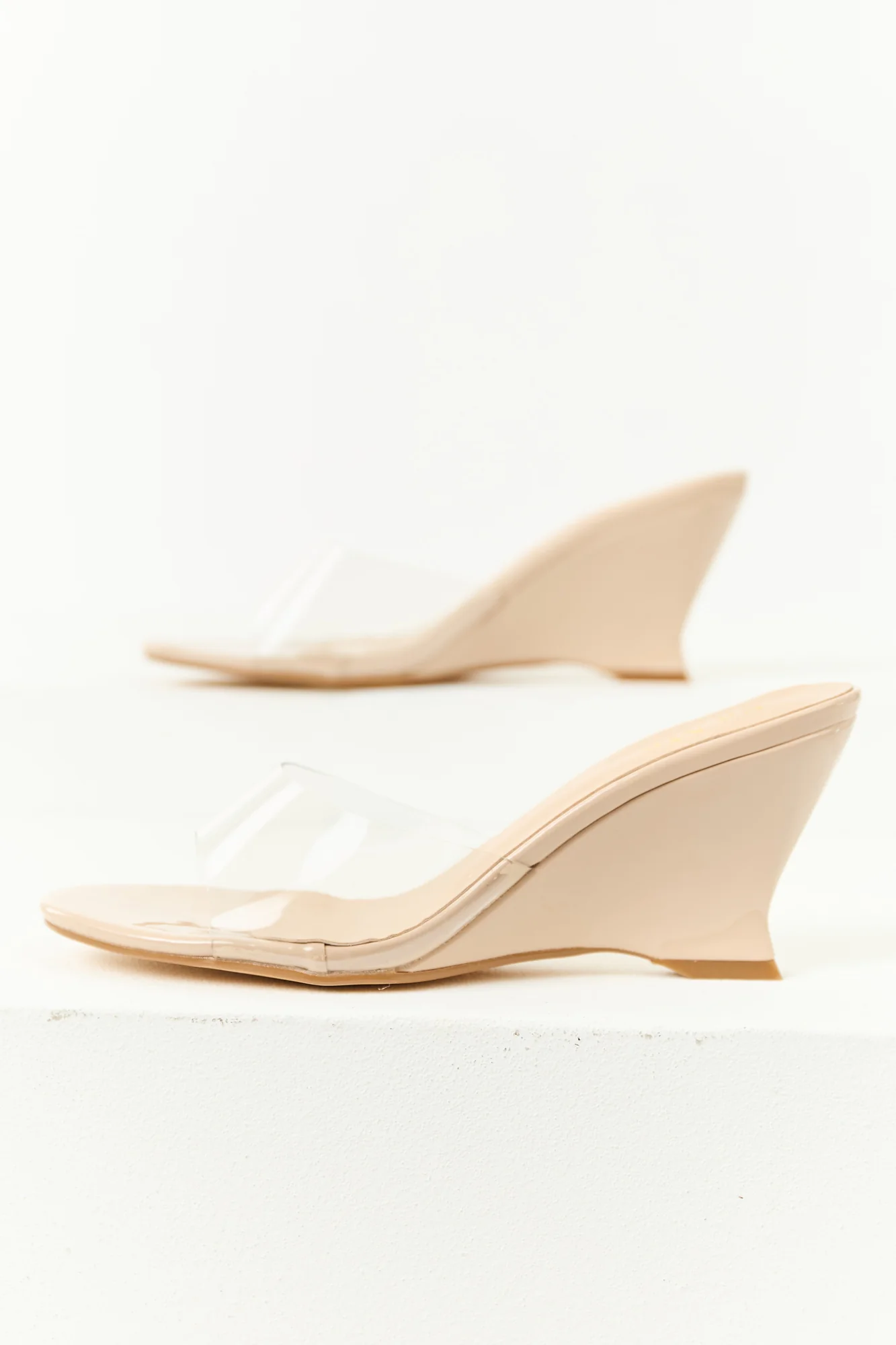 Taupe Faux Leather Platform Wedge Sandals