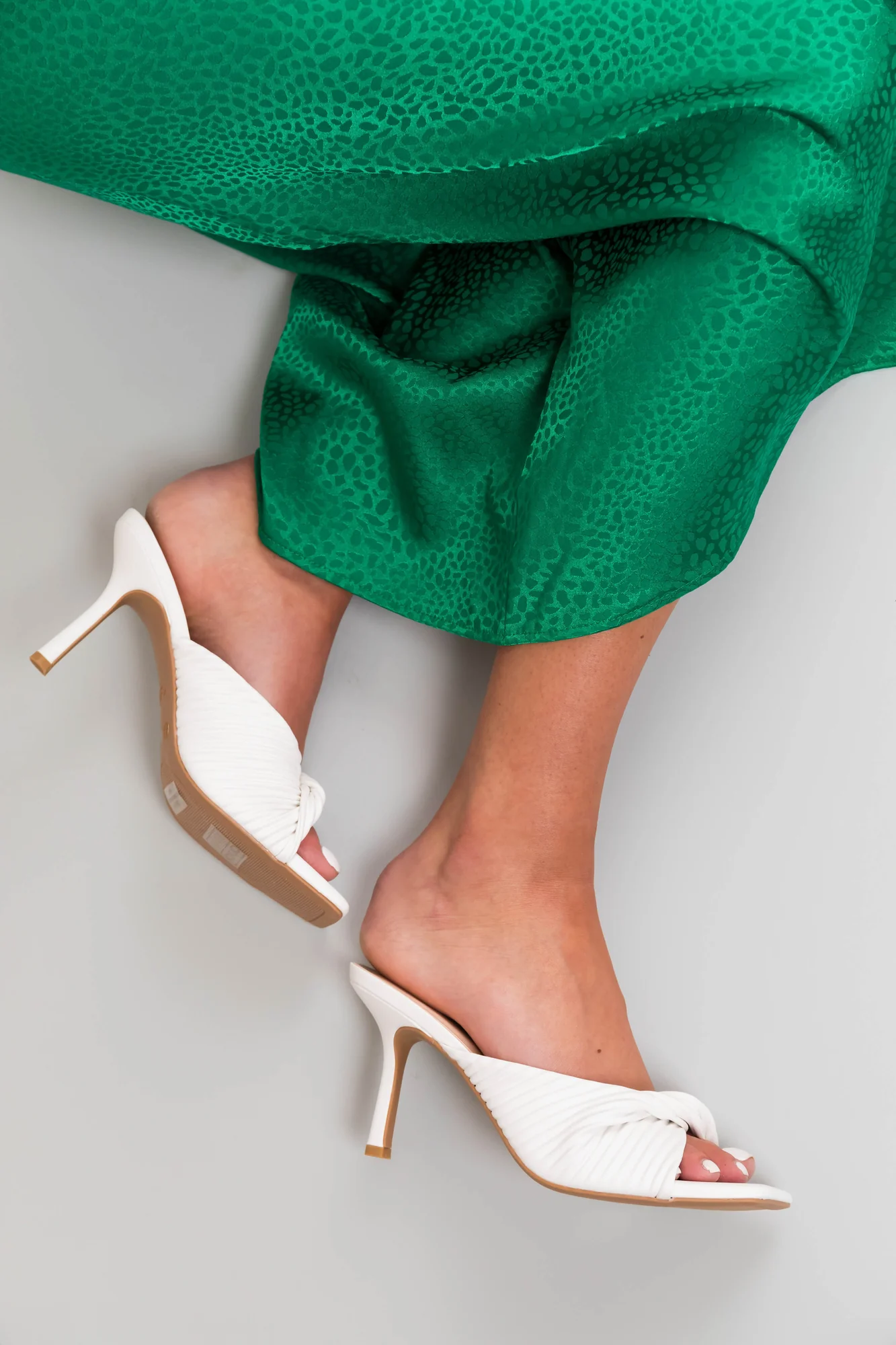 Nude Twisted Square Toe Heeled Sandals