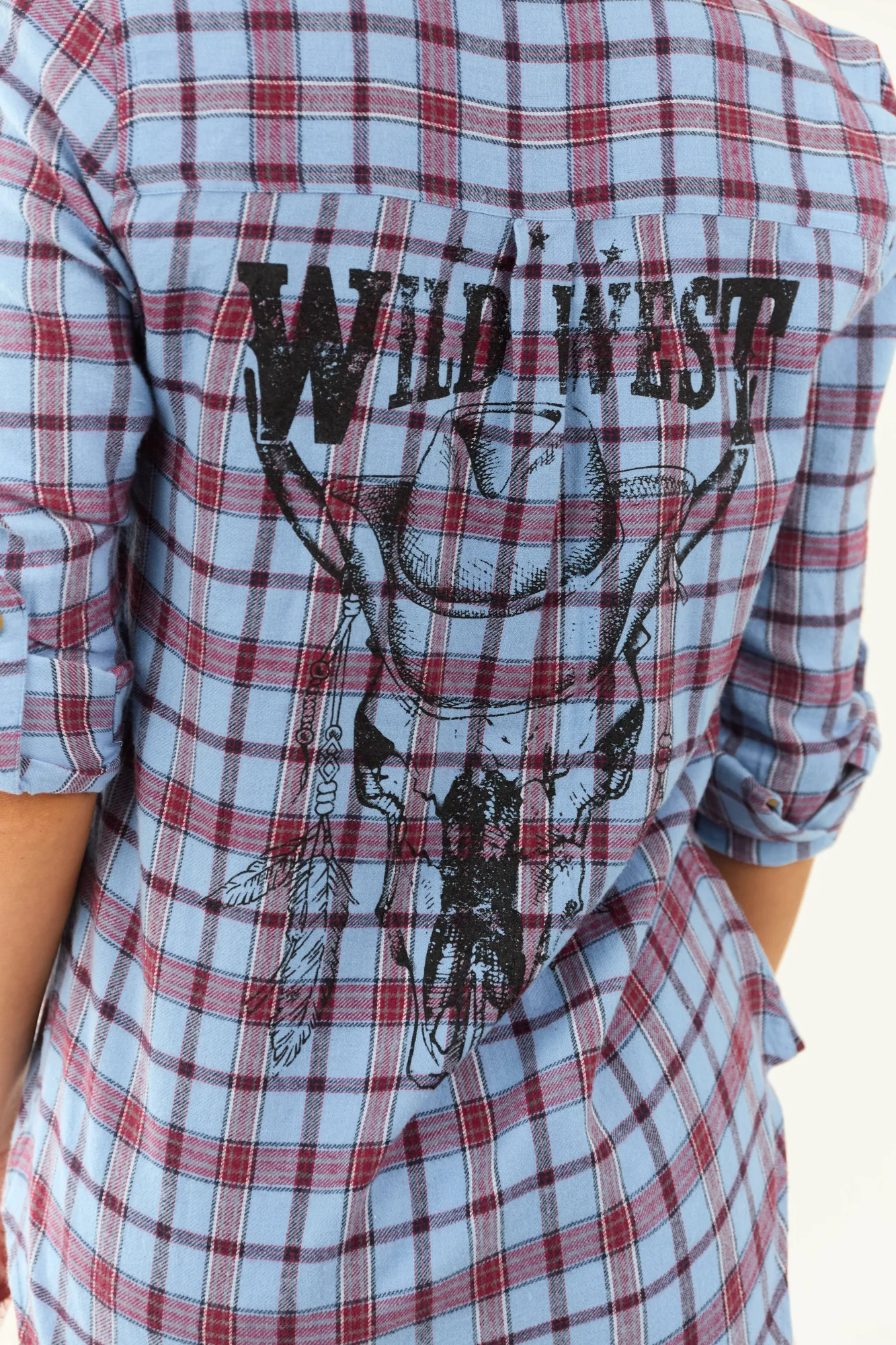 Cornflower Plaid Cotton Western Style Top