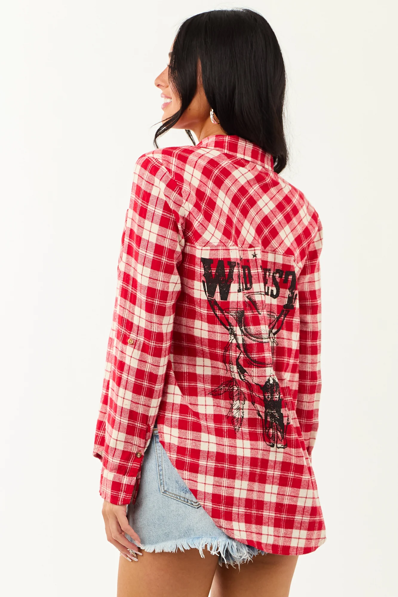 Cherry Plaid Button-DownWestCotton Top