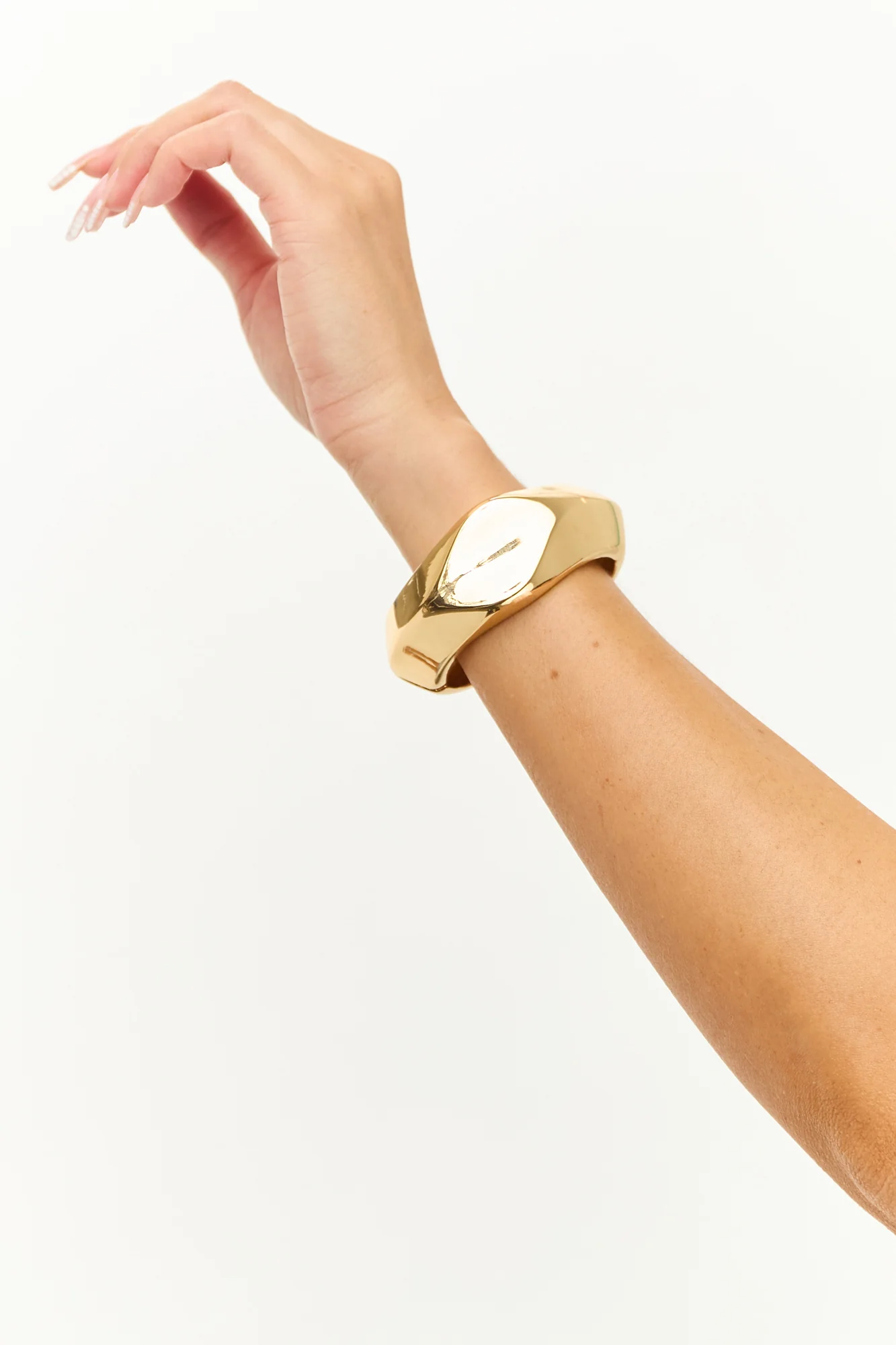 Gold Wide Bangle Bracelet - Stylish Metallic Arm Band for Daily Wear