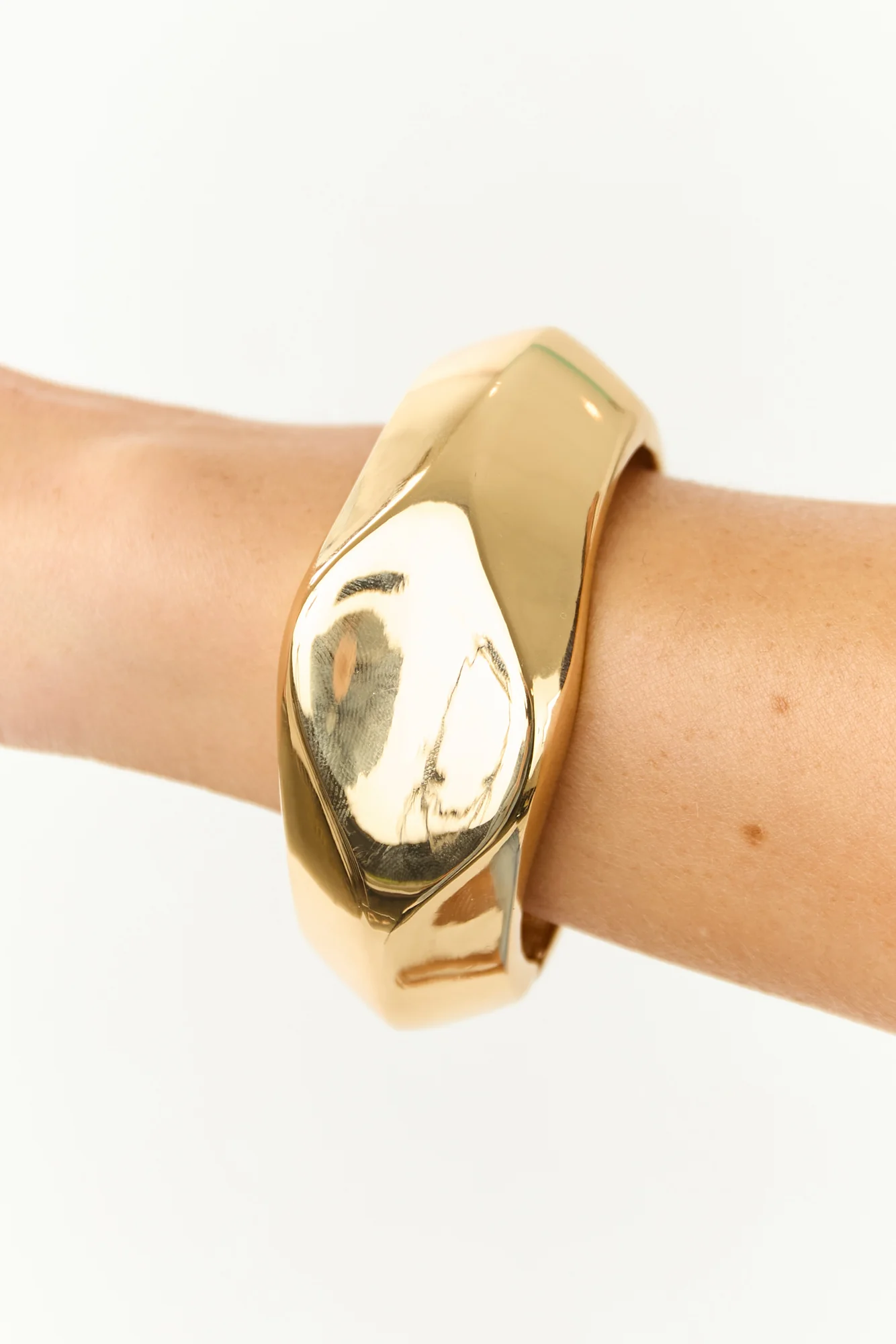 Gold Wide Bangle Bracelet - Stylish Metallic Arm Band for Daily Wear