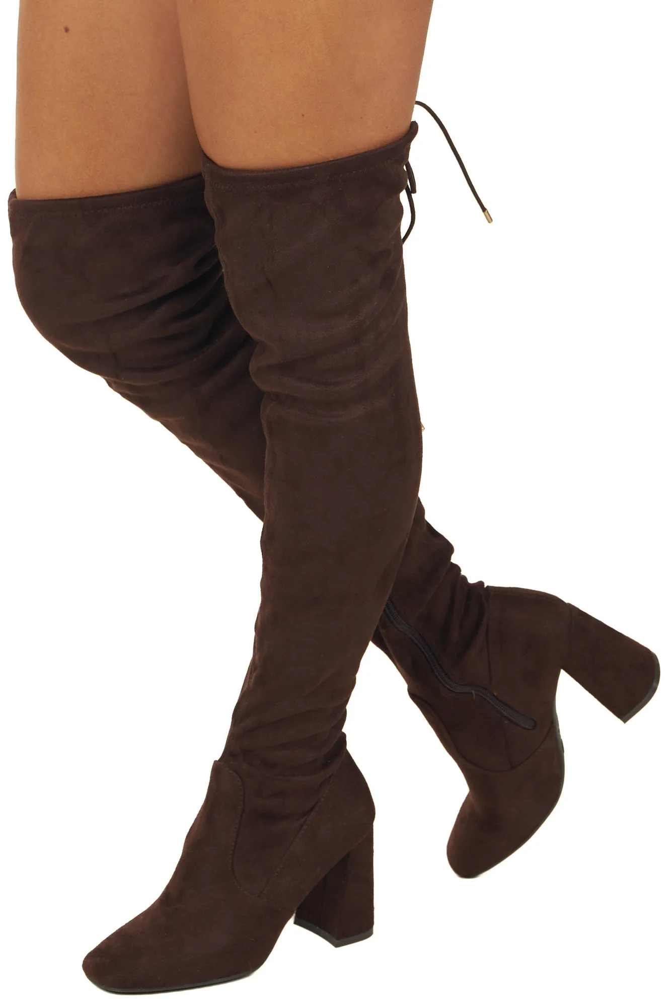 Brown Faux Suede Thigh-high Boots for Women