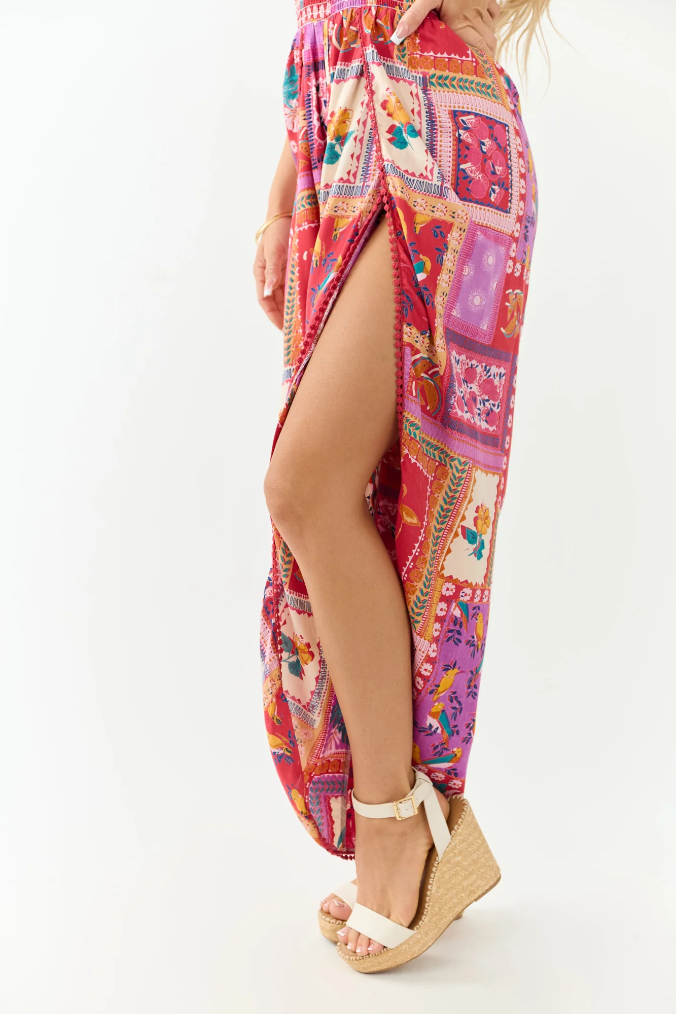 Ruby Abstract Print Strapless Jumpsuit with Side Slit