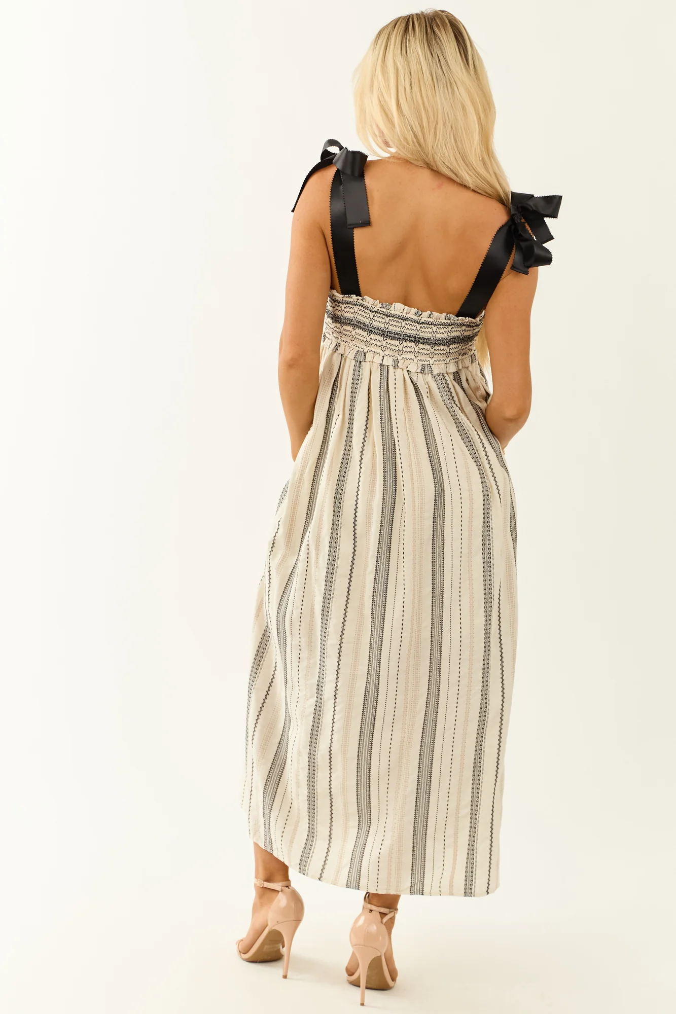 Ivory Abstract Print Elegant Maxi Dress