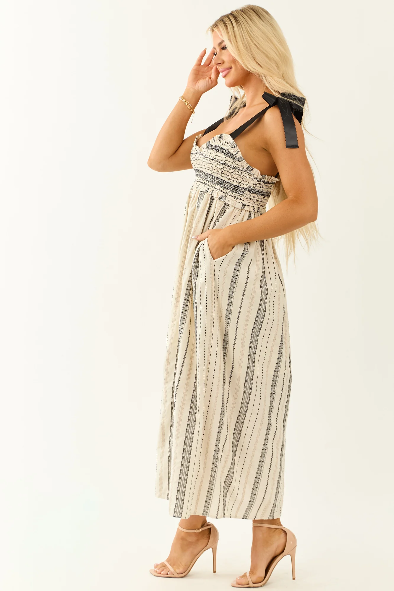 Ivory Abstract Print Elegant Maxi Dress