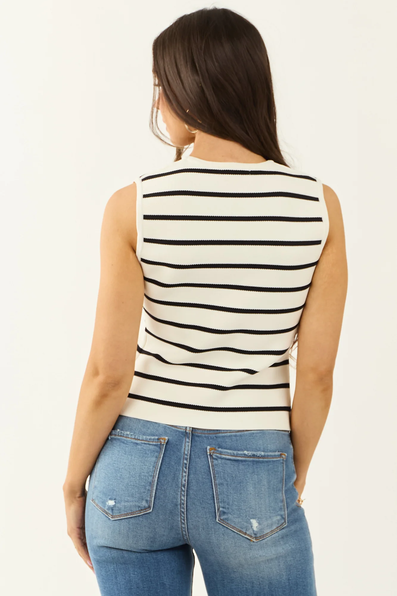 Striped Knit Sleeveless Sweater Vest