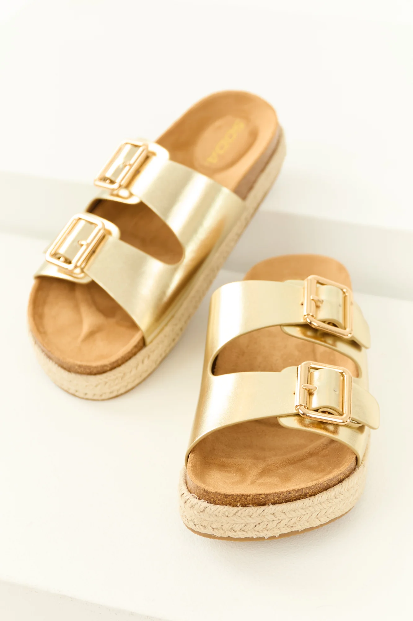 Platform Gold Buckle Sandals - Stylish & Comfortable Shoes