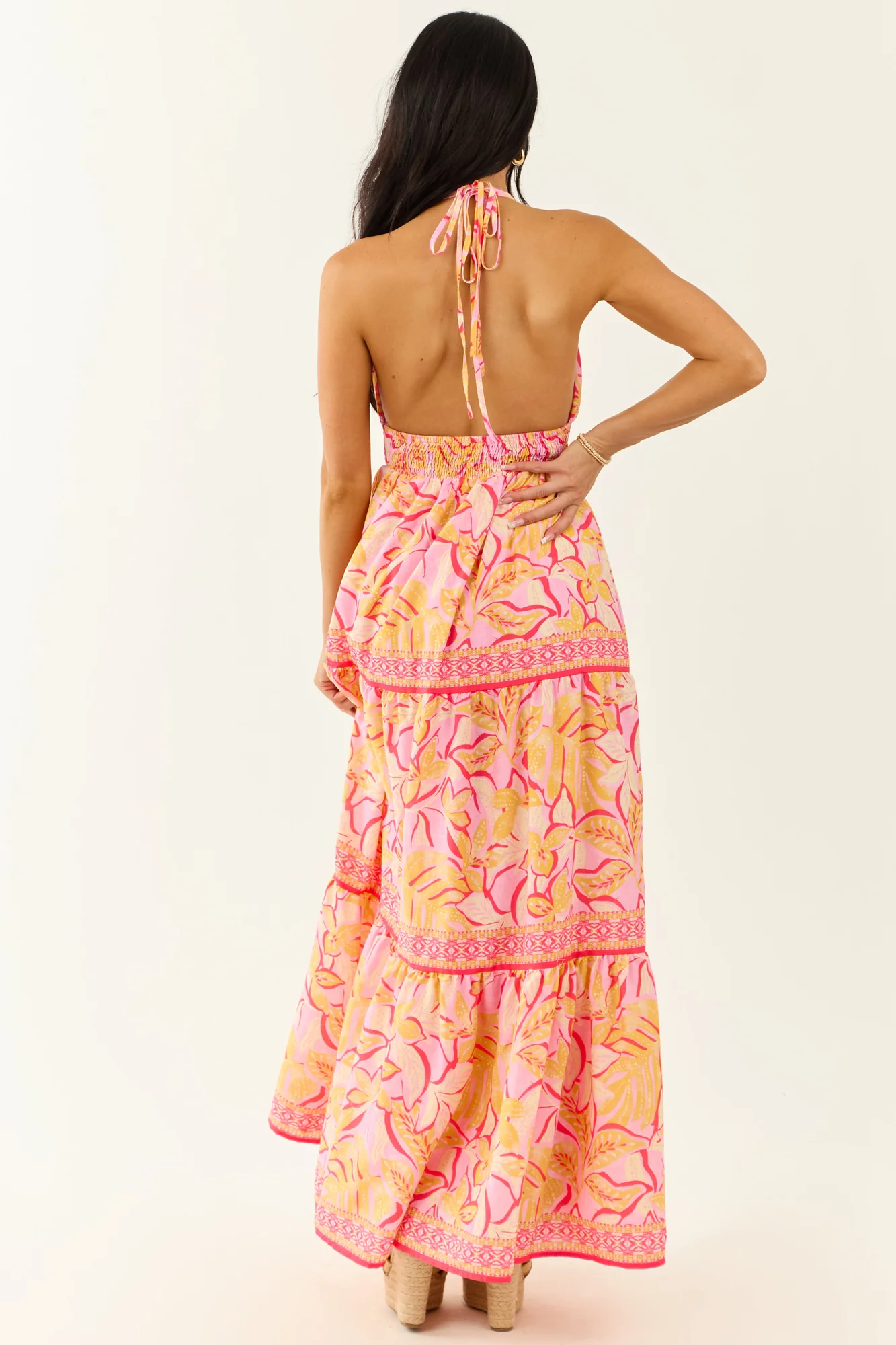 Baby Pink Floral Tiered Maxi Dress for Sunny Days