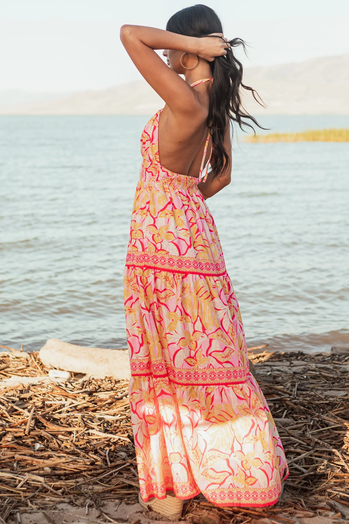 Baby Pink Floral Tiered Maxi Dress for Sunny Days