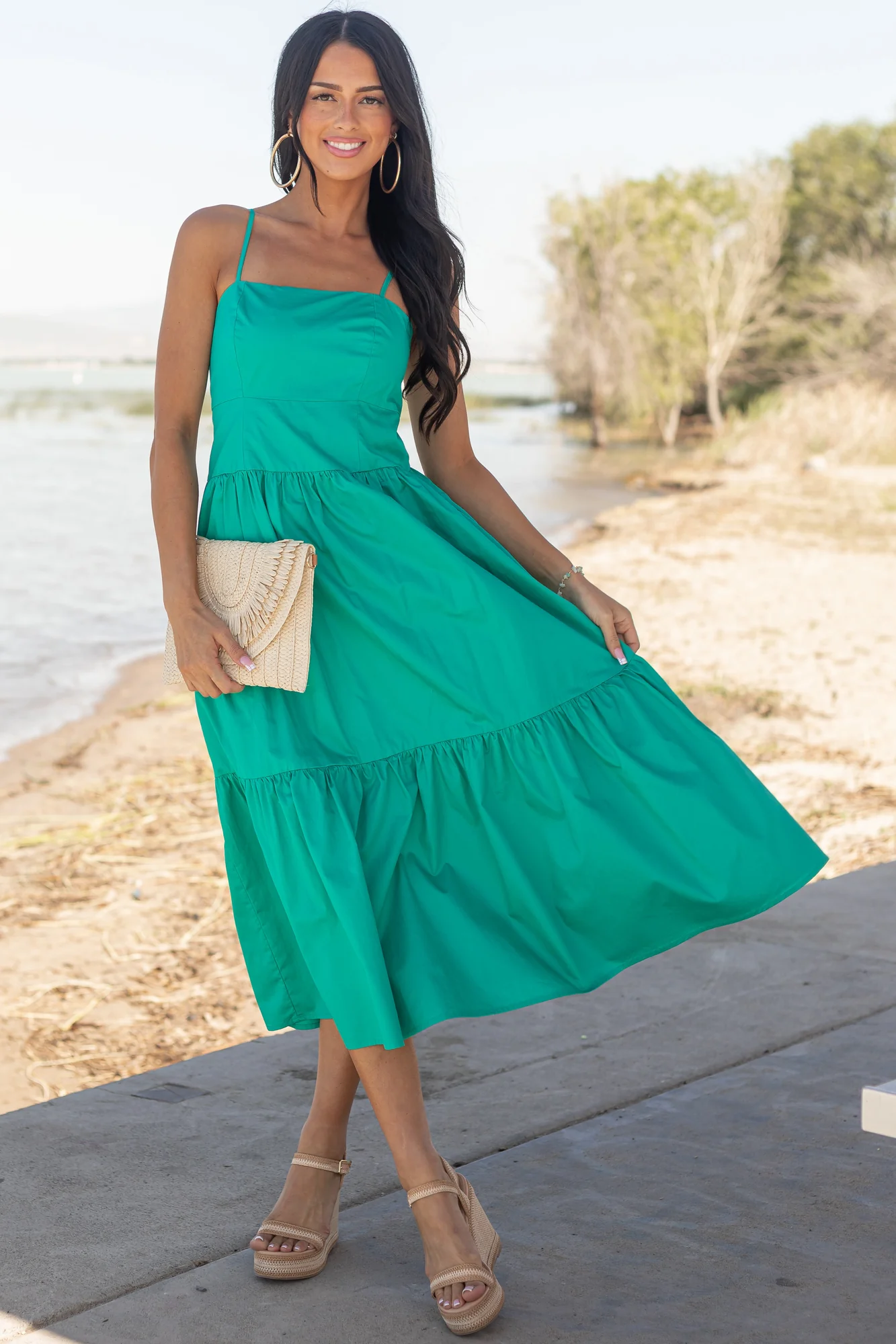 Jade Cotton Summer Mermaid Maxi Dress