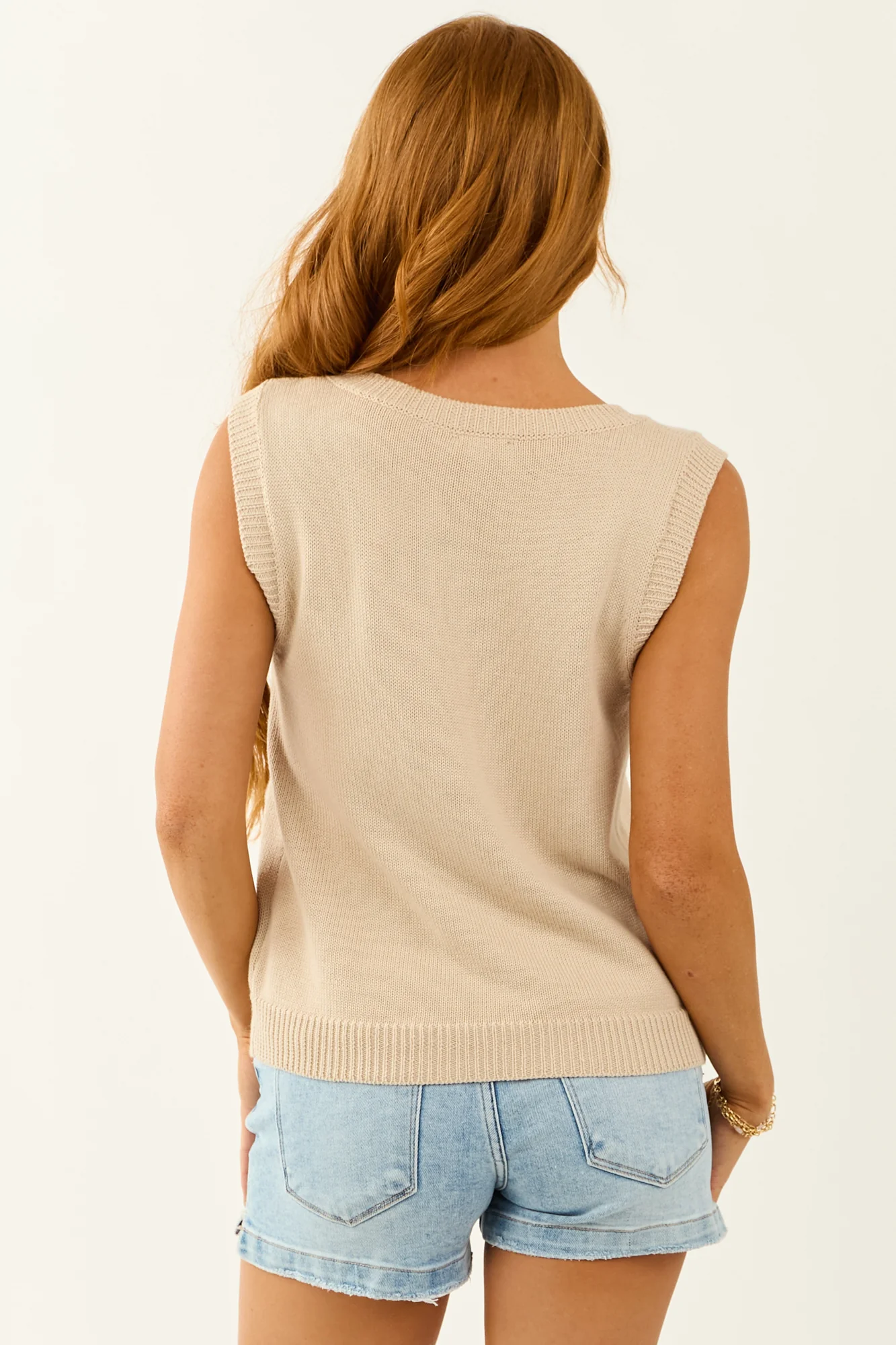 Earthy American Flag Knit Sleeveless Sweater Vest