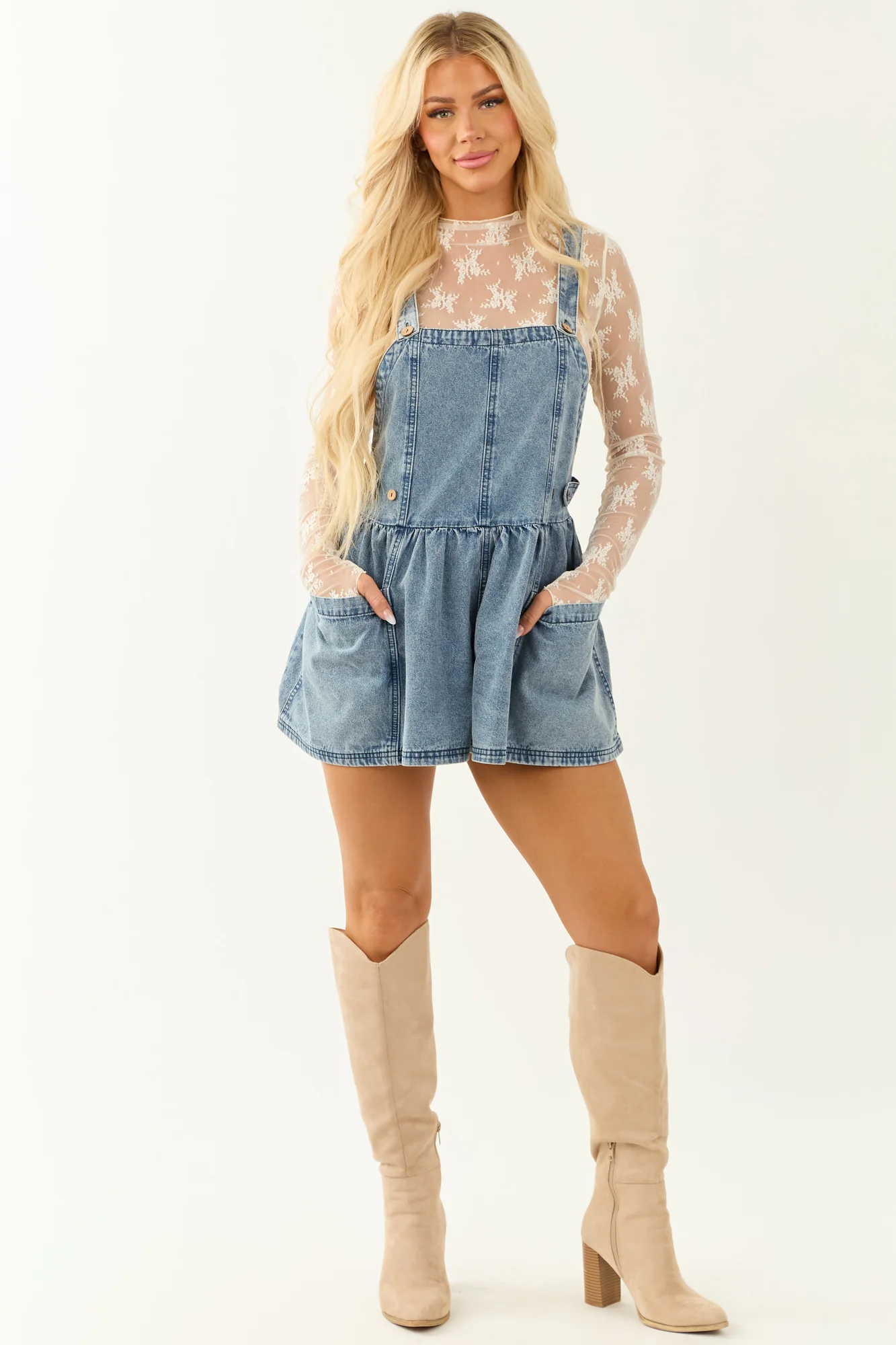 Blue Denim Wide Leg Romper