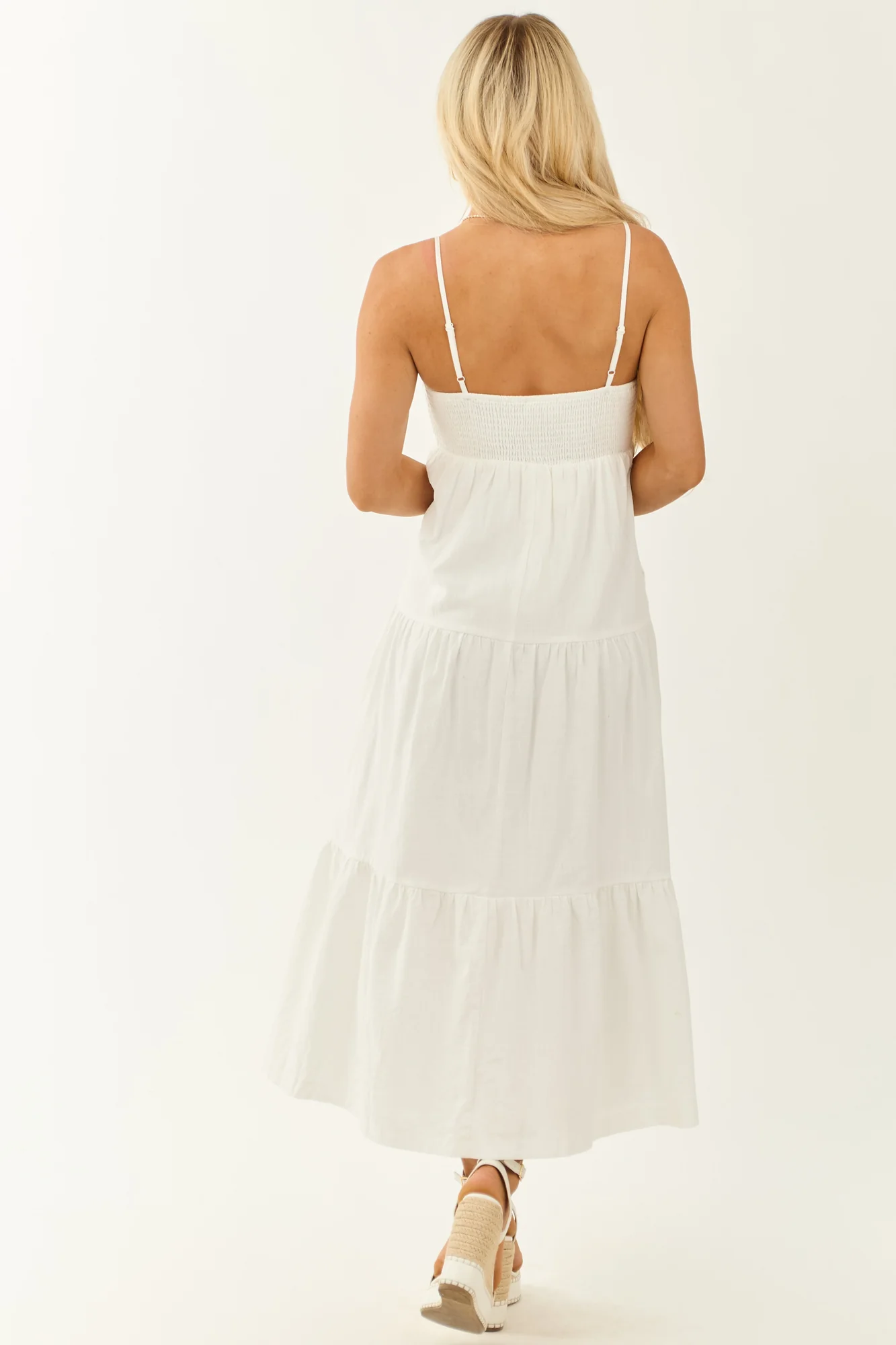 White Crochet V-Neck Maxi Dress - Summer Cotton Sleeveless Fashion