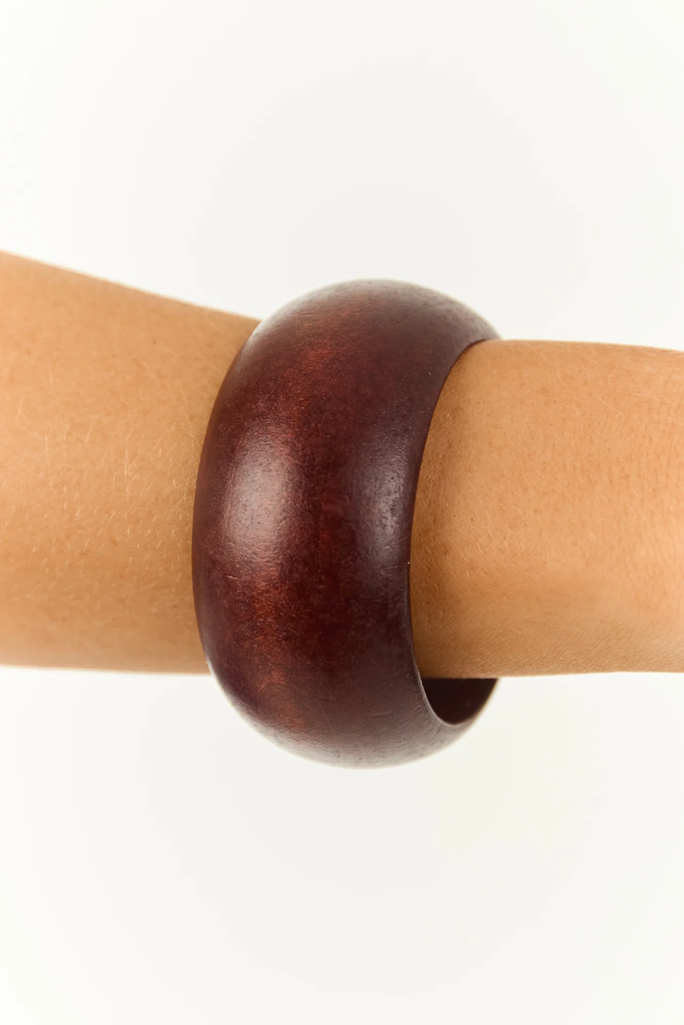 Brown Wide Wood Bracelet Cinnamon Bangle