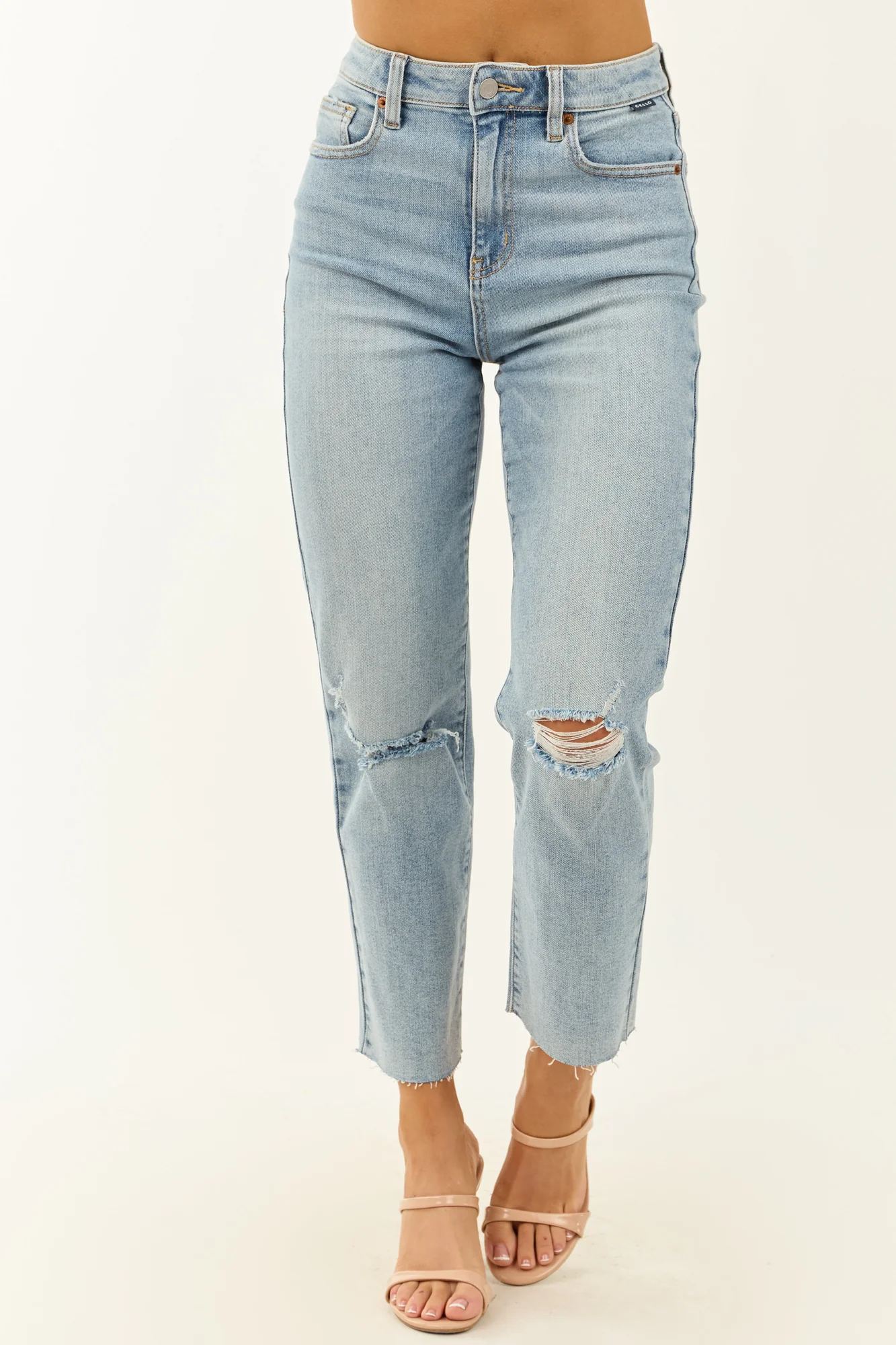 Light Wash High Rise Stretchy Straight Jeans