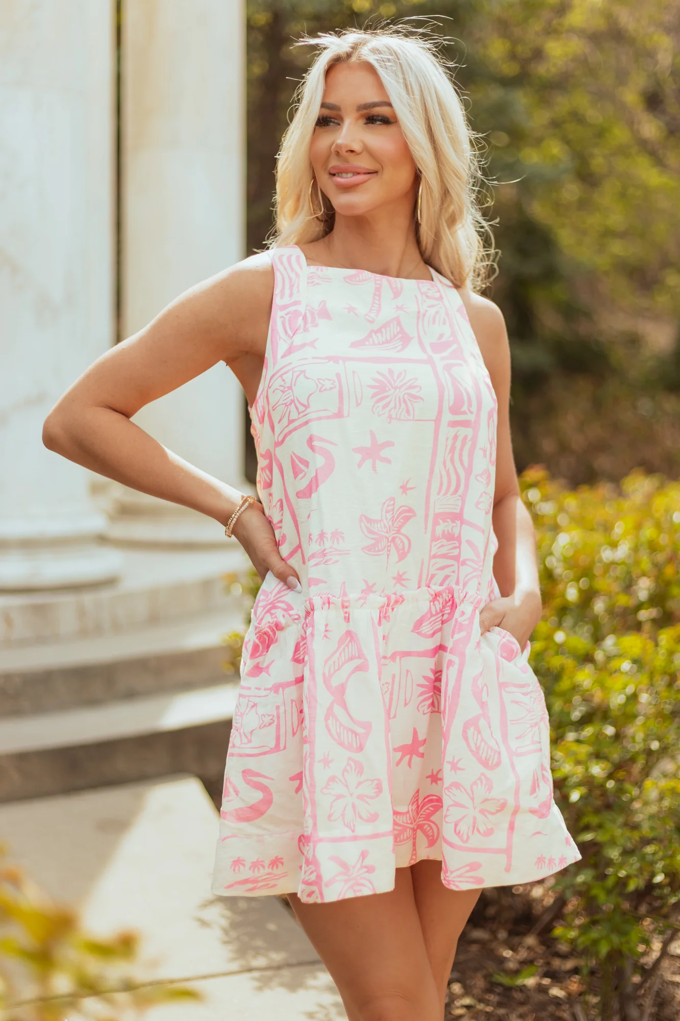 Baby Pink Sleeveless Beach Mini Dress