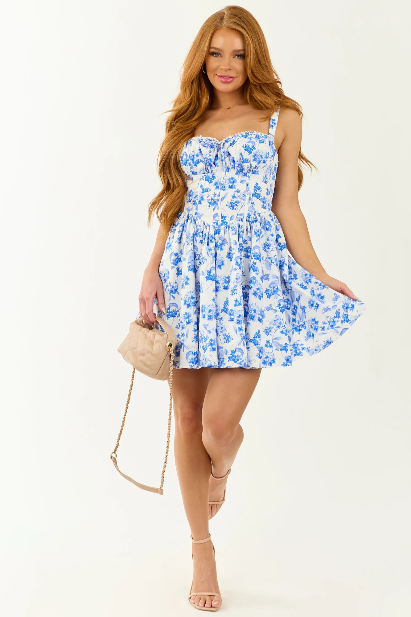 Floral Print Sleeveless Corset Mini Dress