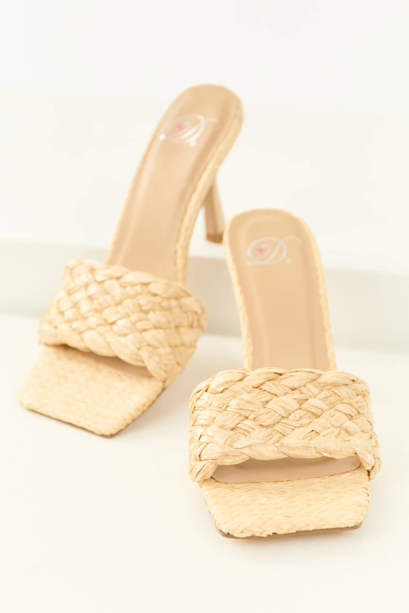 Straw Woven Stiletto Heels - Light Desert Sand Elegant Shoes