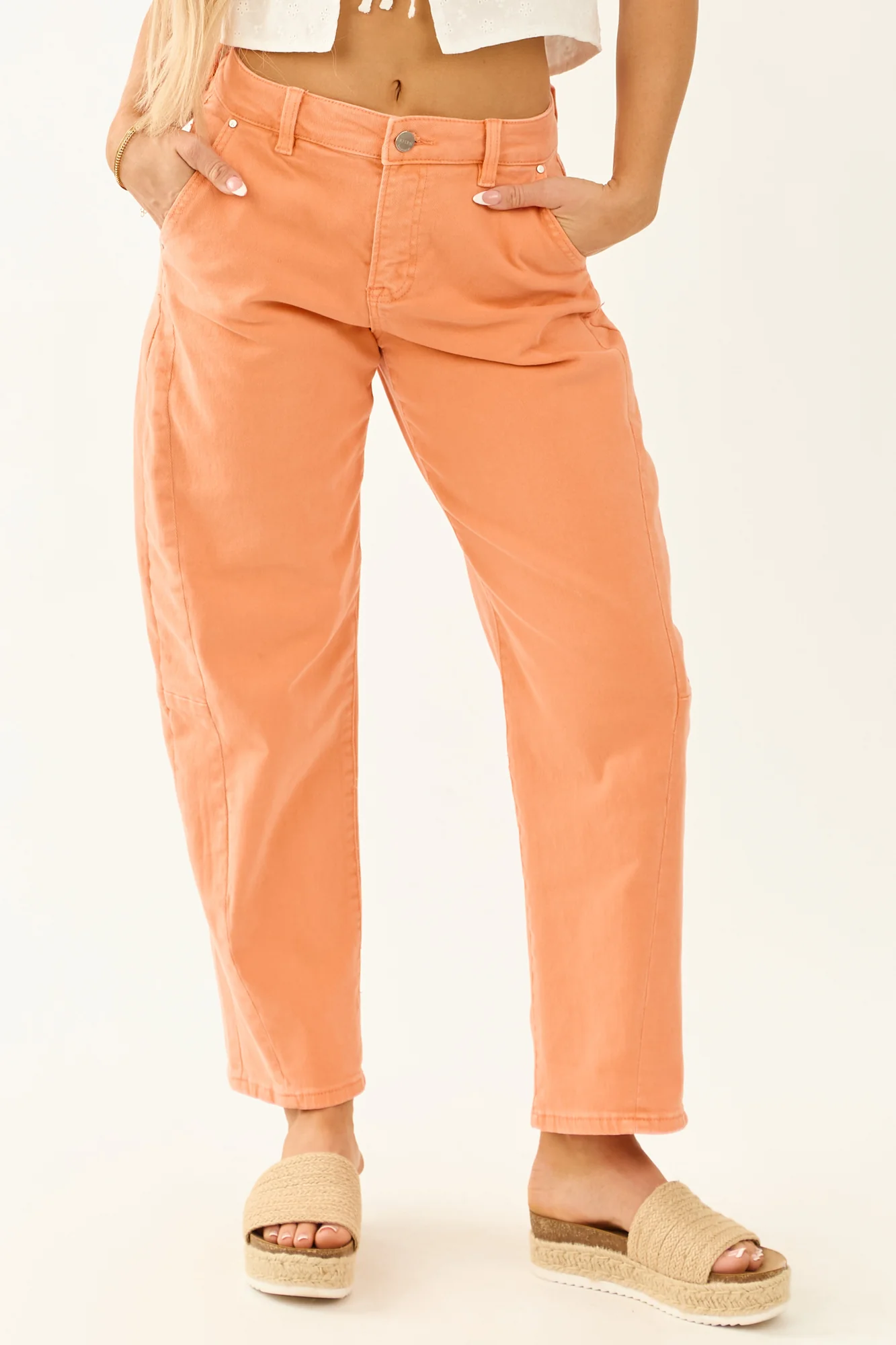 Orange Relaxed Barrel Jeans with Comfort Fit